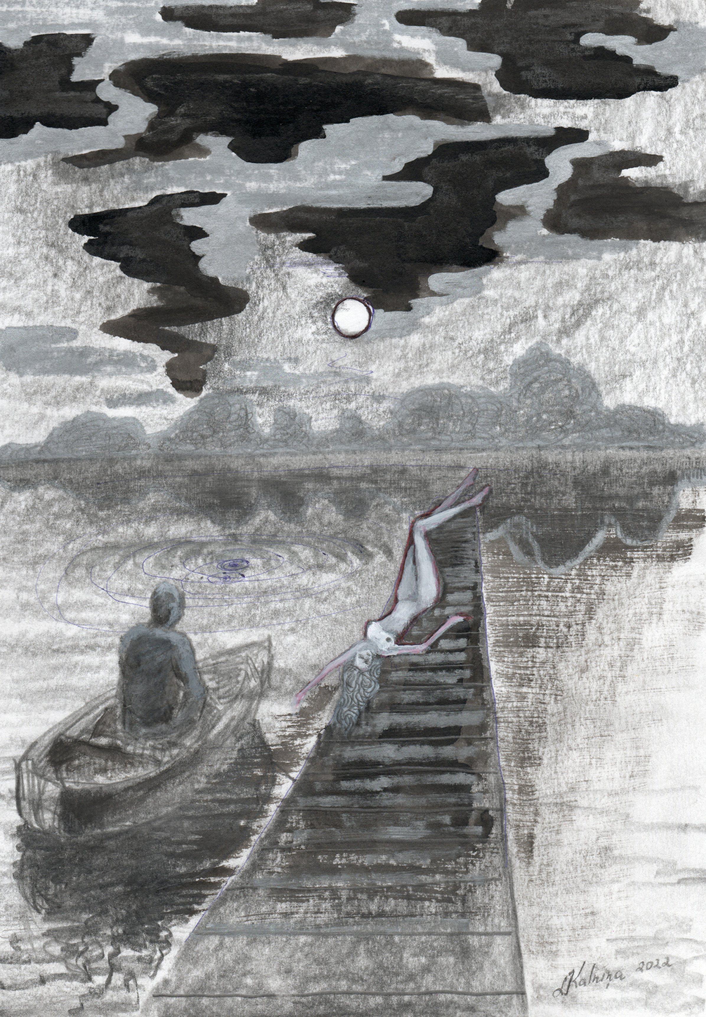 Figurative Art de Liga Kalnina - Reunión  2022. Papel/medio mixto, 29,5x20,8 cm