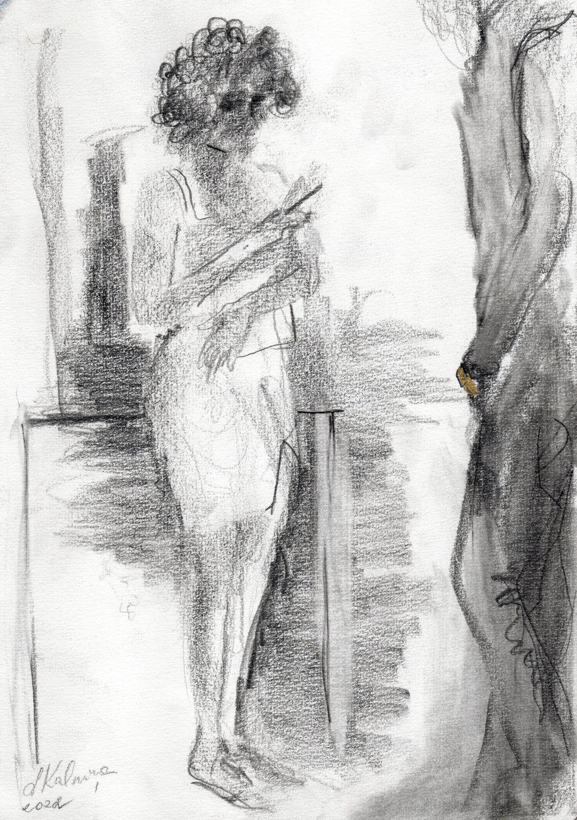 Liga Kalnina Figurative Art - Attractiveness  2022. Paper/pencil, 29.5x20.9 cm