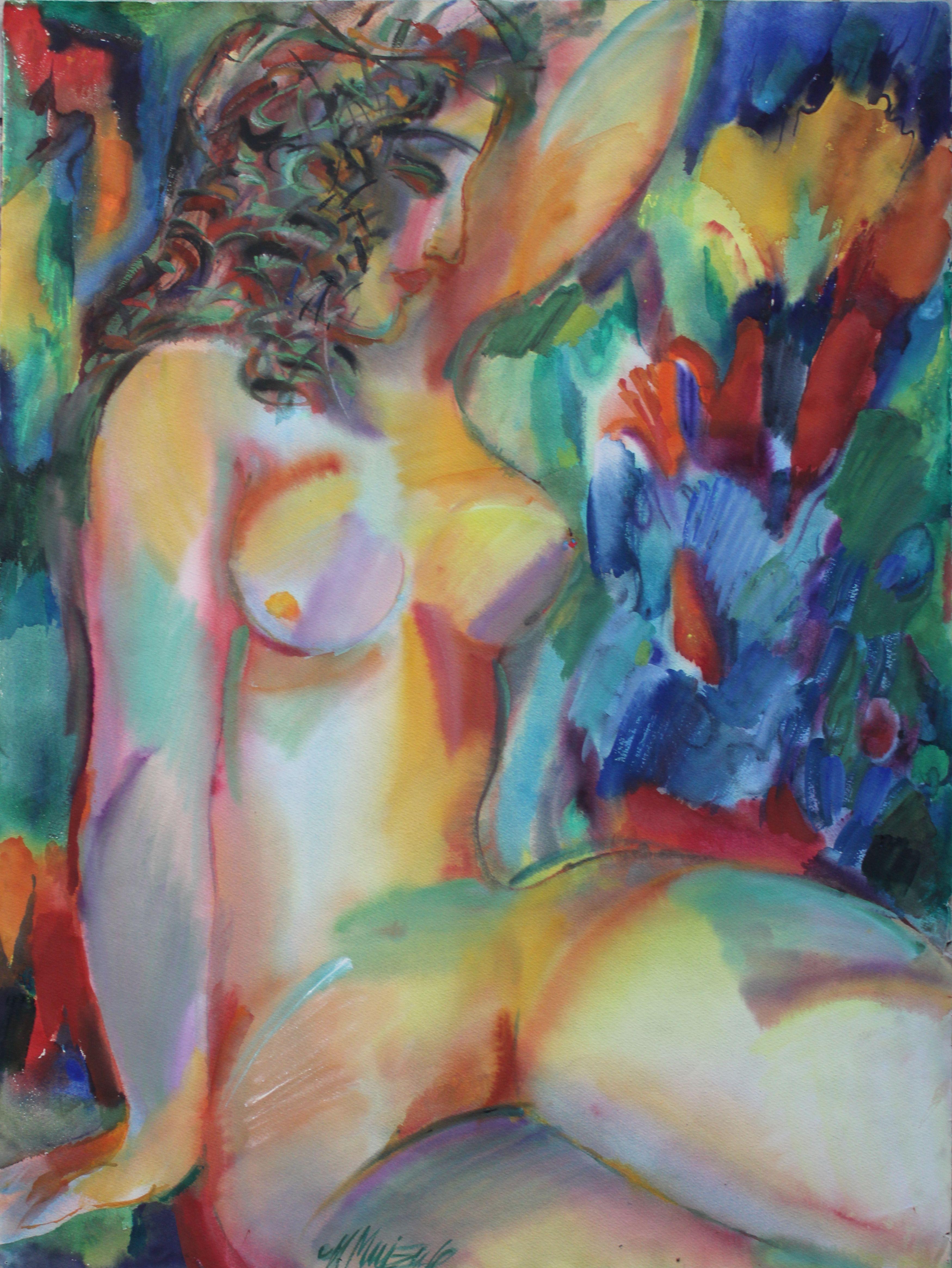 Malda Muizule Figurative Art - Nude. Paper/ watercolor. 75x56 cm