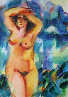 « By the lake ». 1992. Papier/aquarelle. 84x59,5 cm.