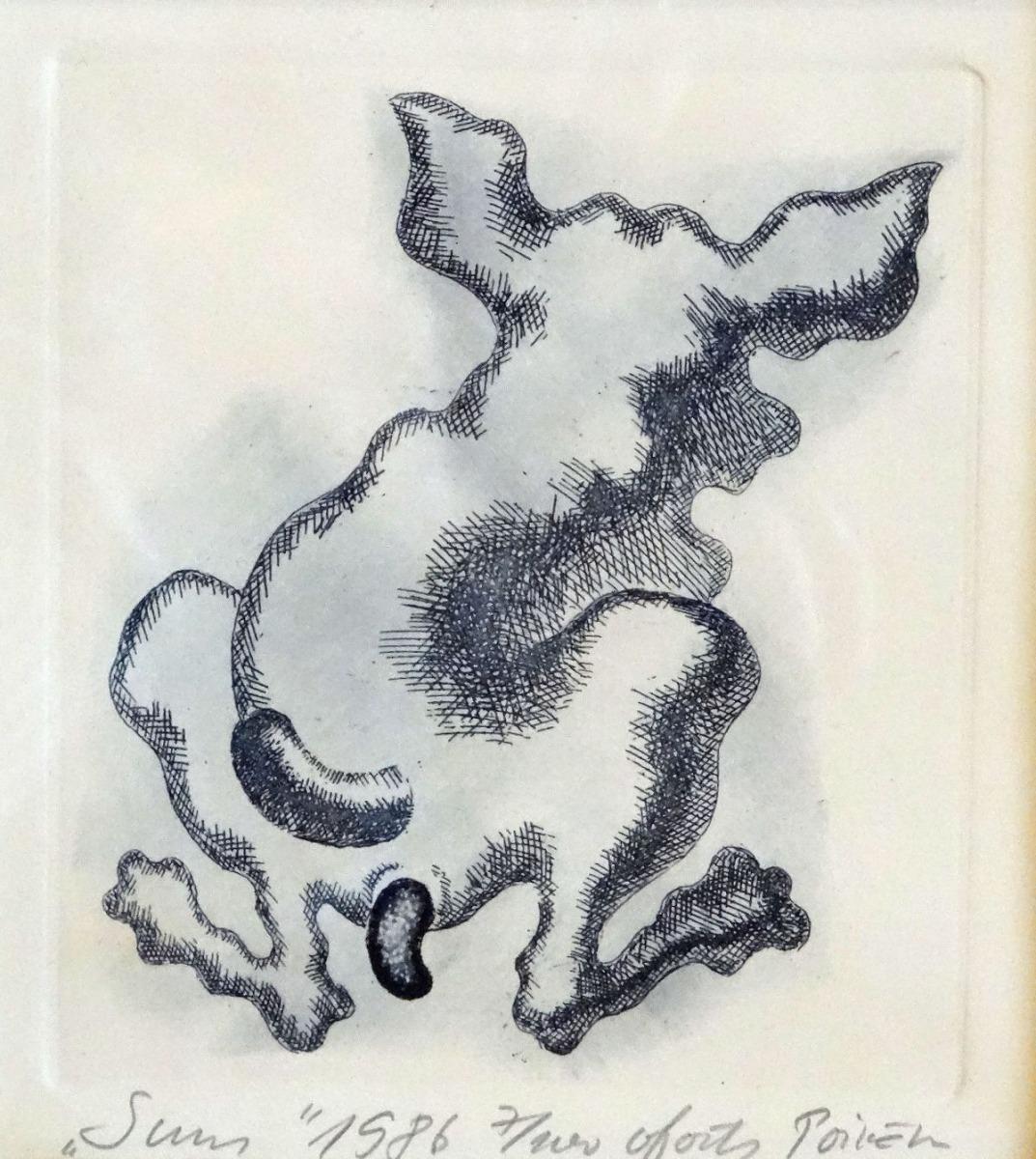 Ivars Poikans Animal Print - Dog  7/100, 1986, paper, etching, 11.5x10 cm