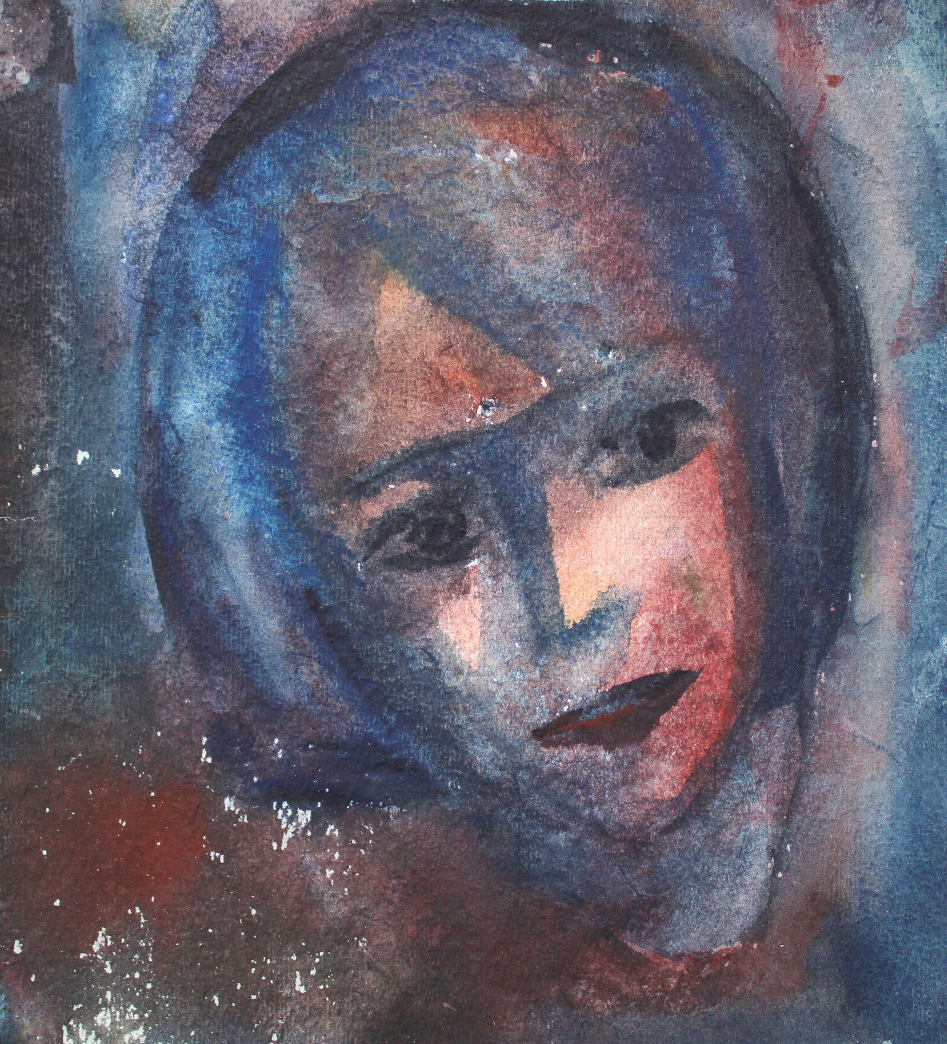 Dzidra Ezergaile Figurative Art – Porträt. 1960s. Aquarell auf Papier, 22x20 cm