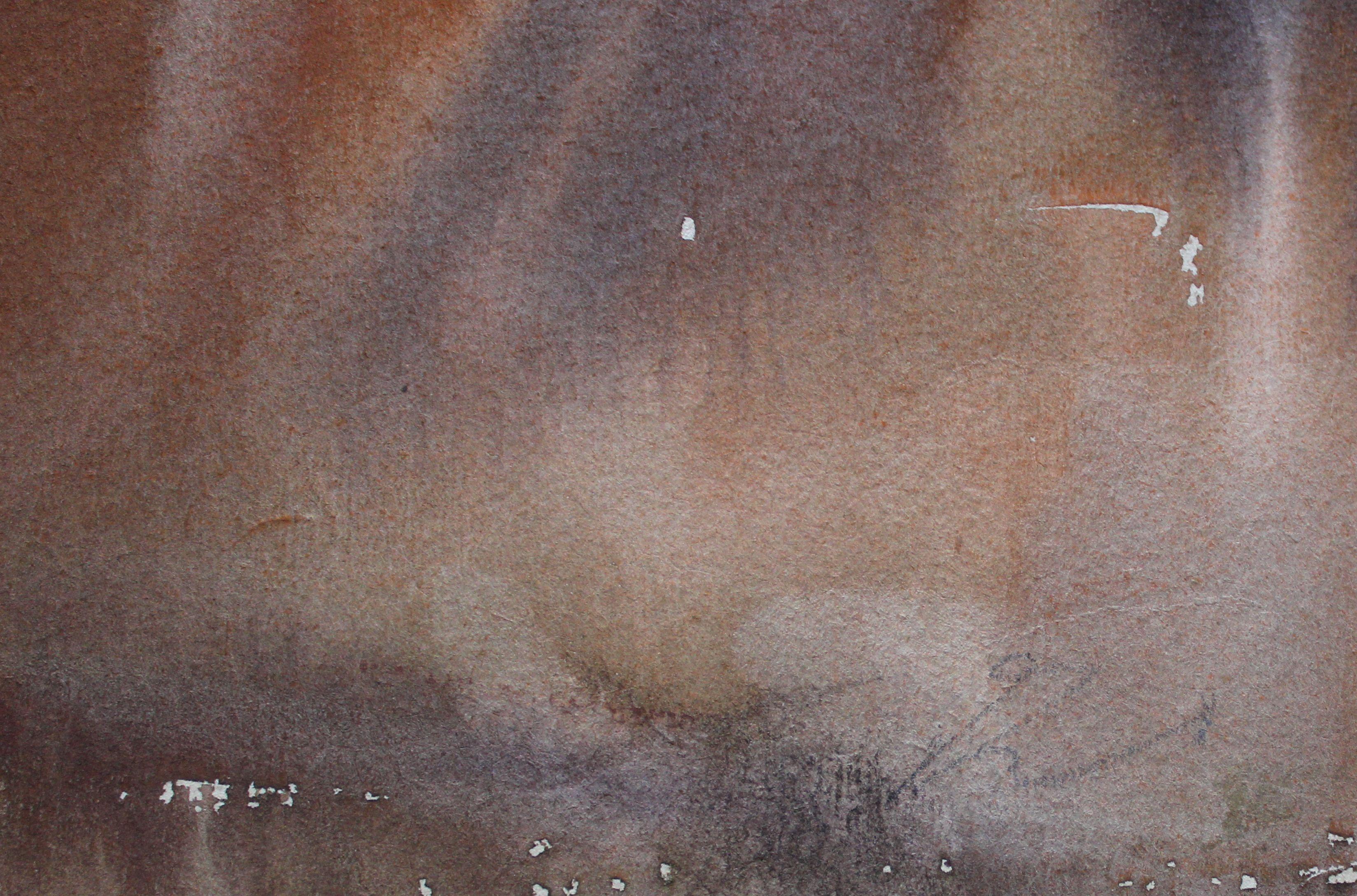 Heuhaufen. 1960s. Zweiseitig. Papier, Aquarell, 31x25 cm (Impressionismus), Art, von Dzidra Ezergaile