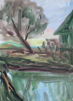 By the pond. 1960s. Paper, watercolor, 38x27 cm