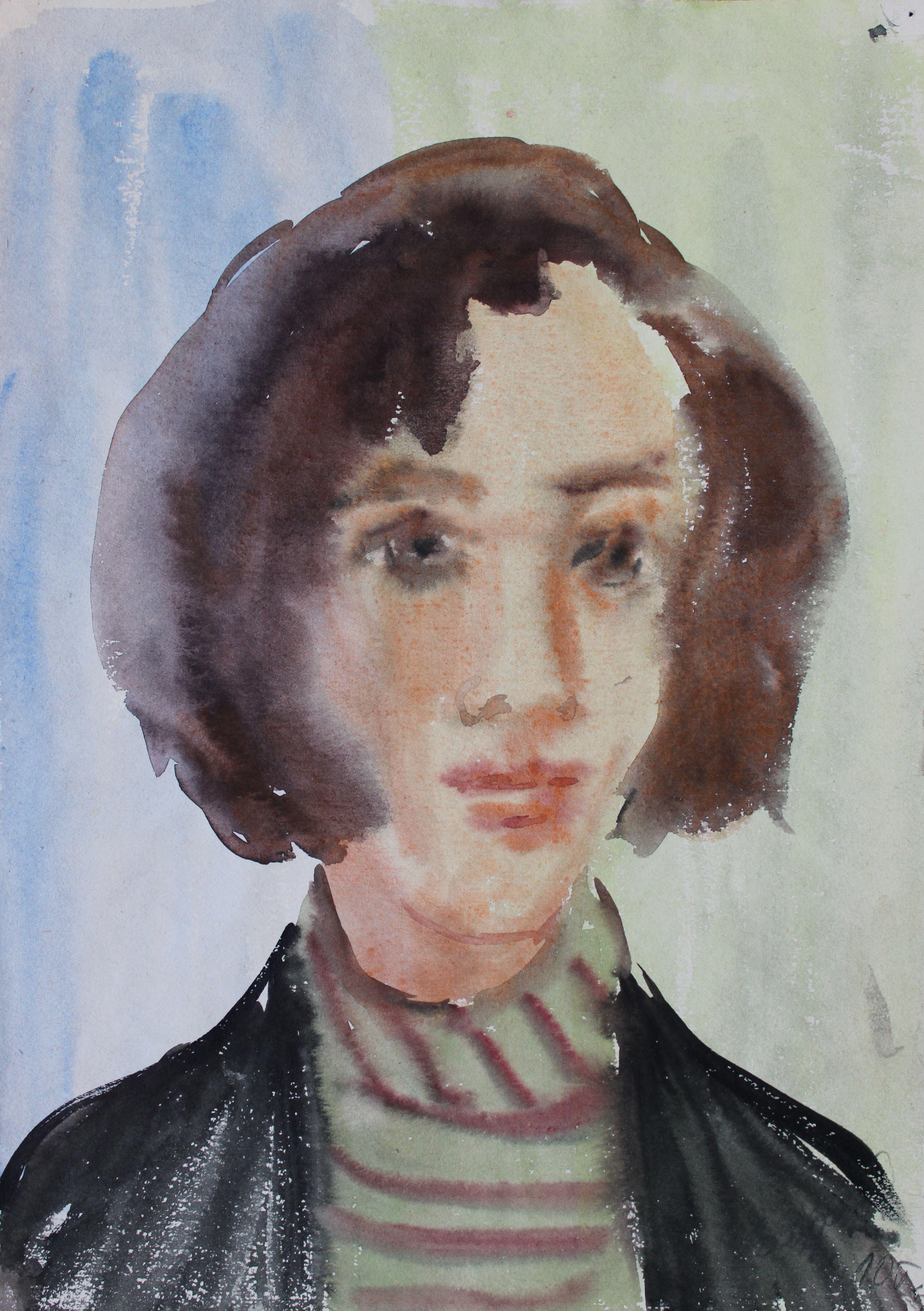 Portrait. 1961. Watercolor on paper, 29, 5x21 cm - Art by Dzidra Ezergaile