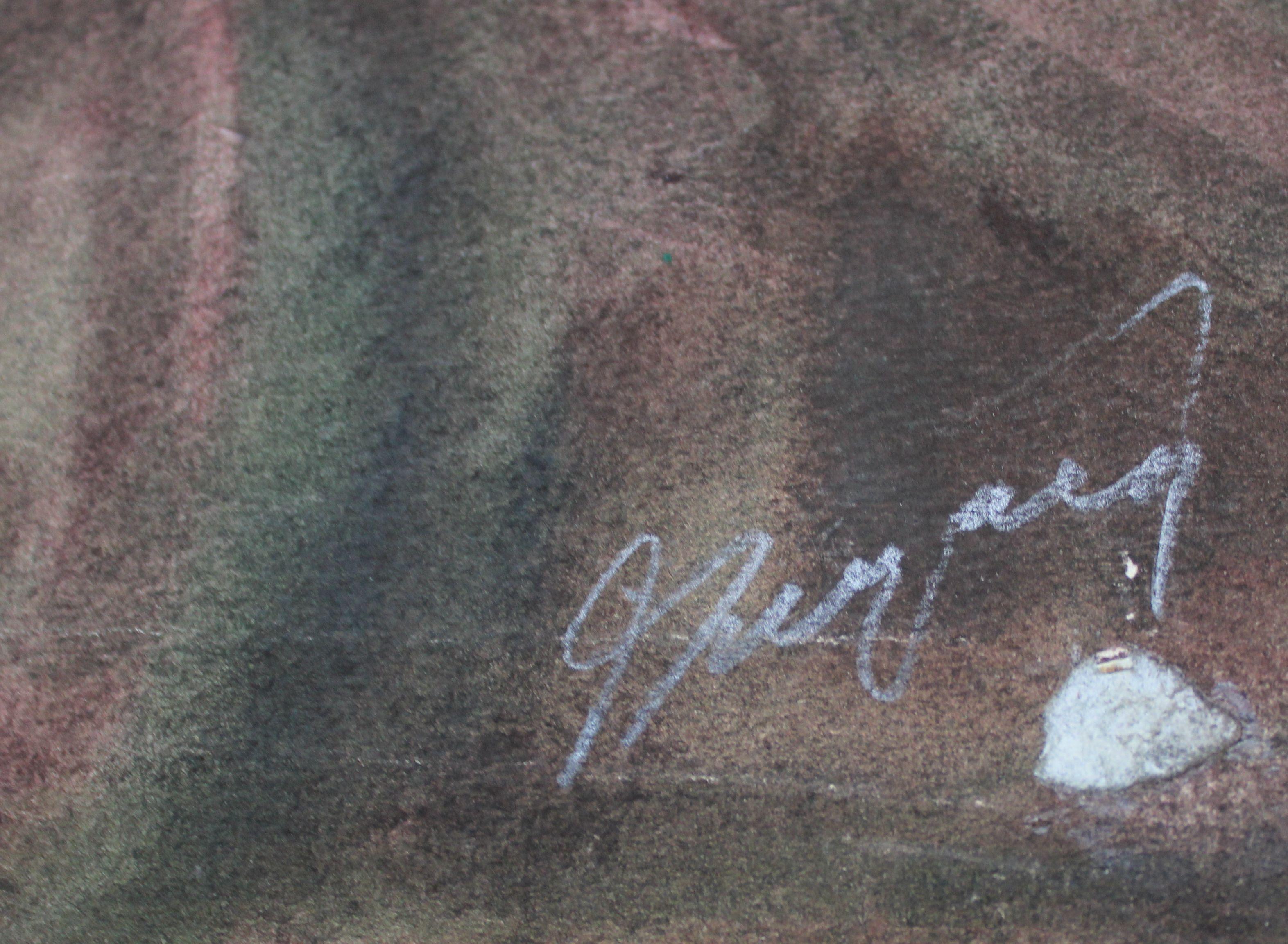 Scharlachroter Sonnenuntergang. Bilateral. Papier, Aquarell, 26,5x35 cm (Braun), Portrait, von Dzidra Ezergaile