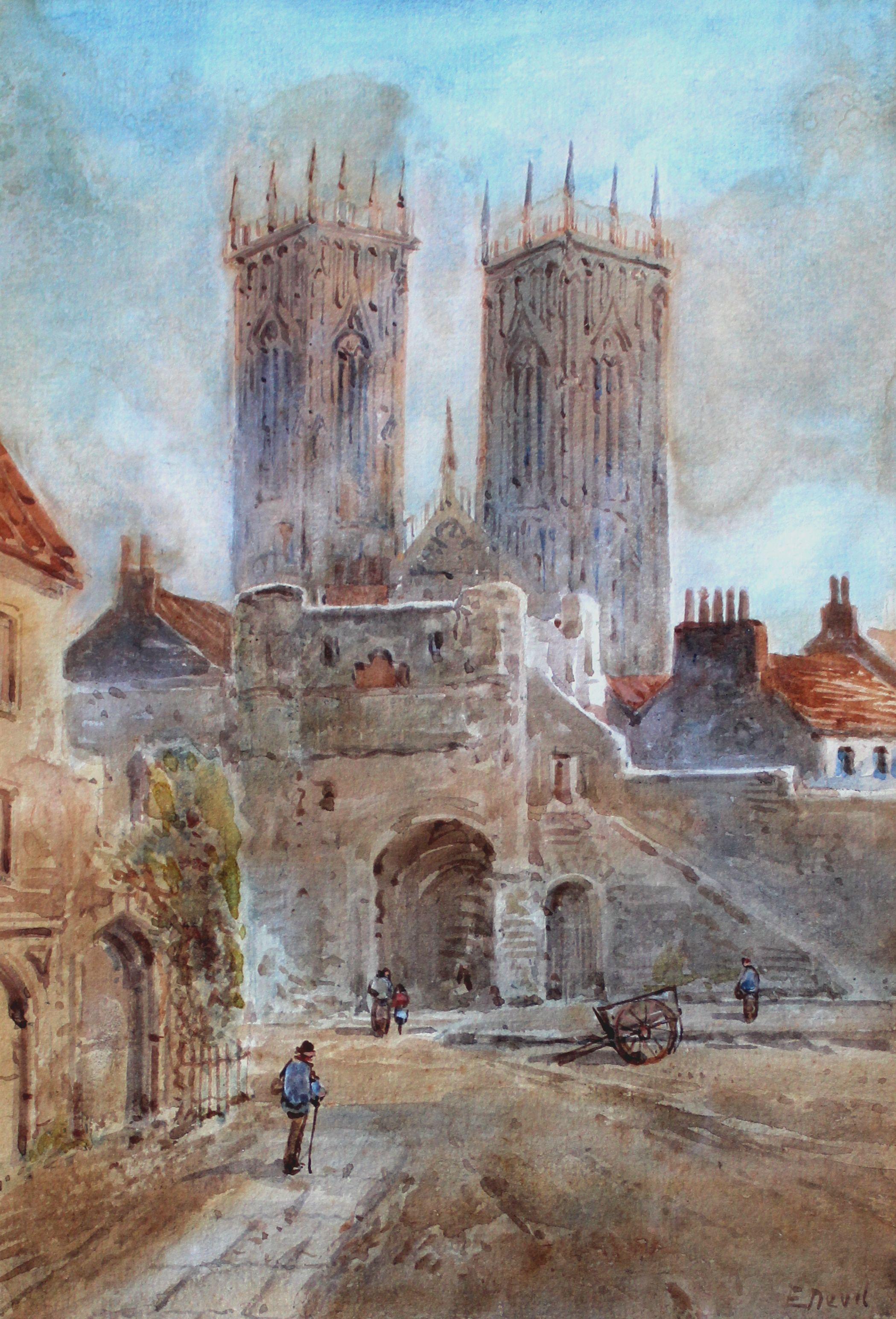 Edward Nevil Landscape Art – Notre-Dame de Paris. Papier, Aquarell, 26,5x18 cm, Papier