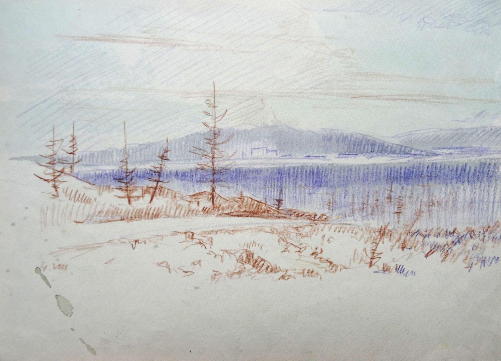 Winter  1967, doppelseitig, Papier/Aquarell, 20x27.3 cm, Papier