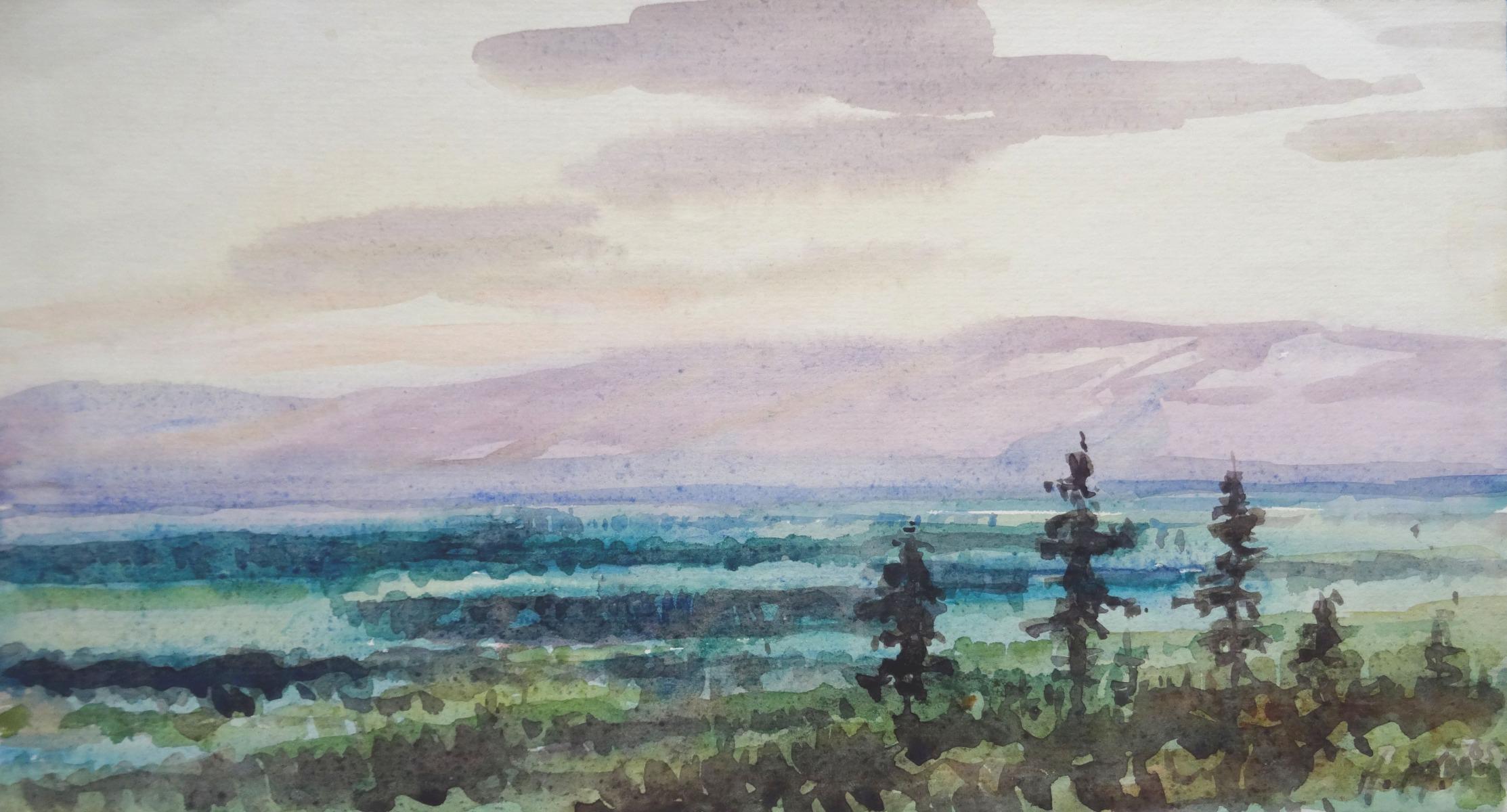 Herberts Mangolds Landscape Art - Jurmala  1965, paper/watercolor, 19.5x35.5 cm