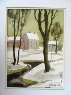 Invierno en la ciudad  Papel, acuarela, 31x22 cm