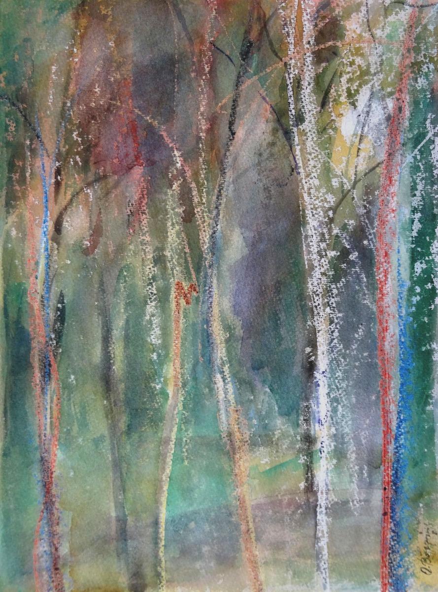 Forest edge  1981. Paper, mixed media, 41x30 cm