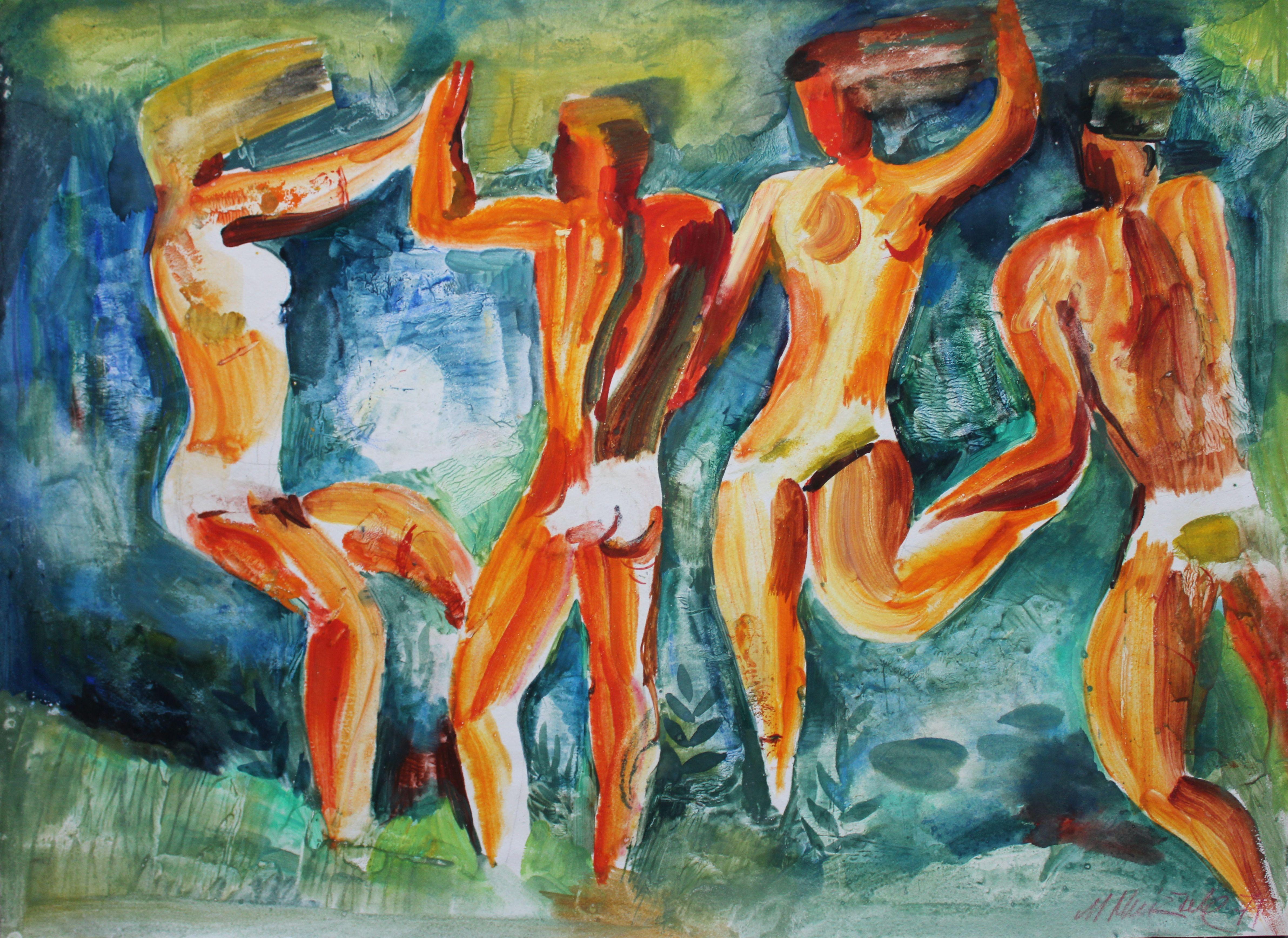 Tänze. 1971. Papier-/Wasserfarbe. 56x76 cm