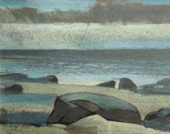 Stony seaside. Paper, pastel, 27x34 cm