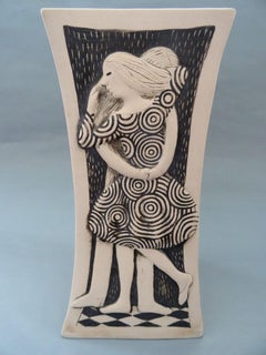 Square vase "Couple"  2012. Stoneware, h 28.5 cm