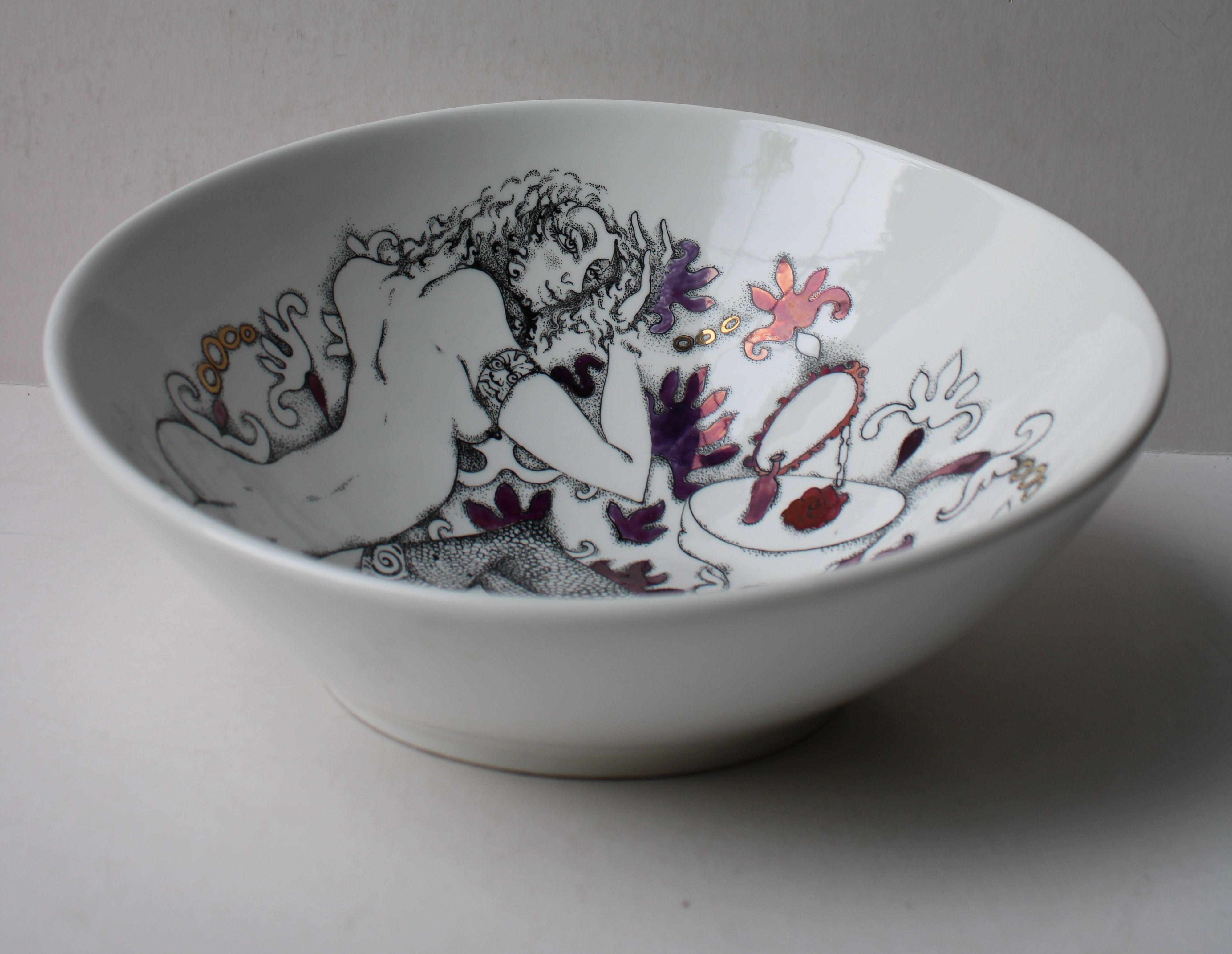 Morning  2008, painted porcelain bowl, 30х27.5х12 cm - Modern Sculpture by Ieva Liepina