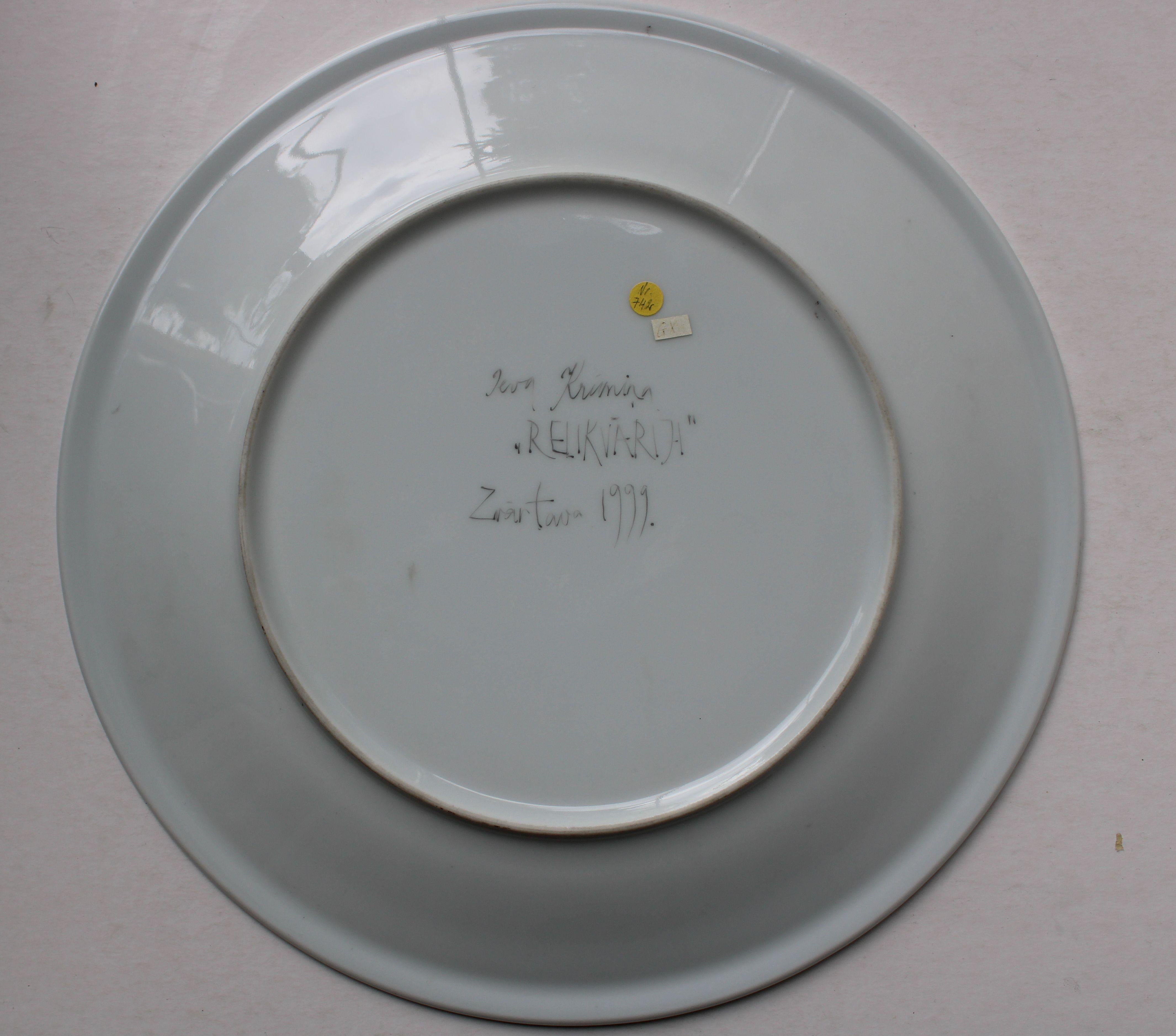 Relic  1999, painted porcelain plate, dia. 31 cm For Sale 1