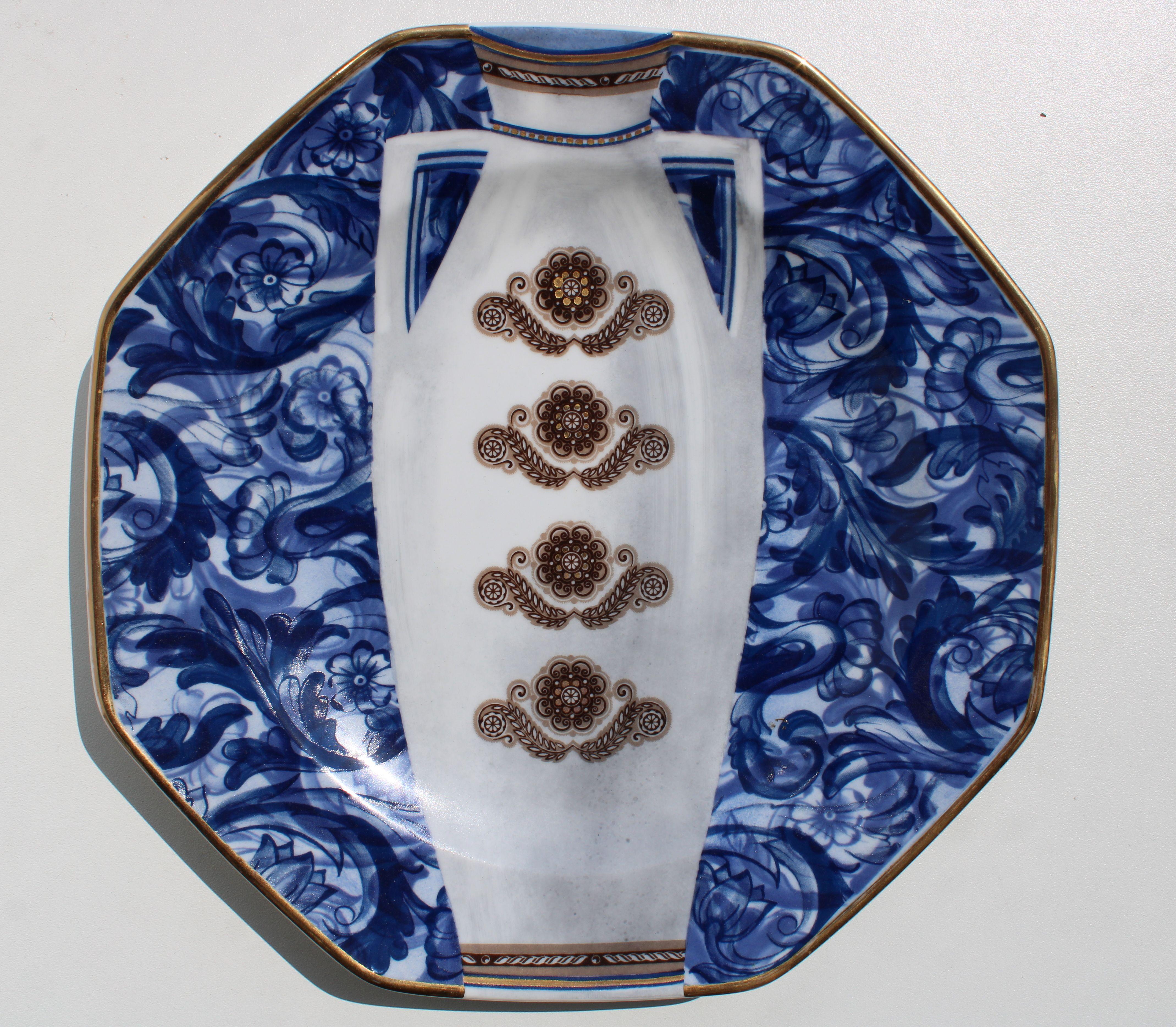 Plates with the motive of Holland  Porcelain, diam. 31 cm (3 pieces set) - Modern Sculpture by Inese Brants
