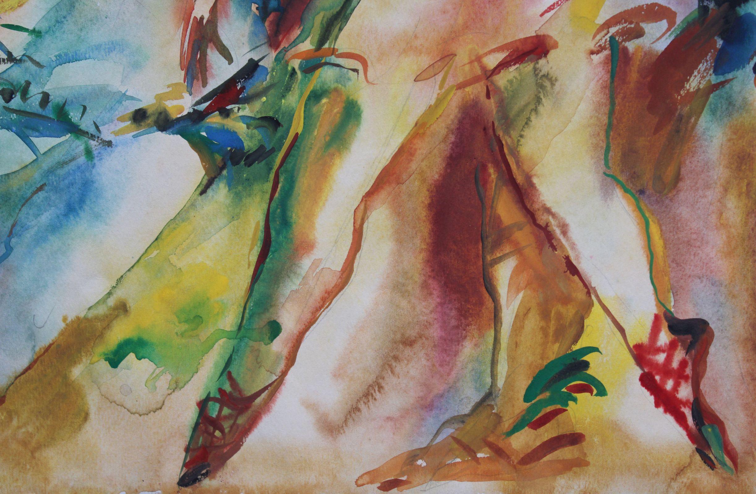Tänze. Papier, Aquarell, 59x83,5 cm – Art von Malda Muizule