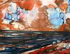 Vintage On a light day by the sea. 1966, paper, watercolor, 32x42.5 cm