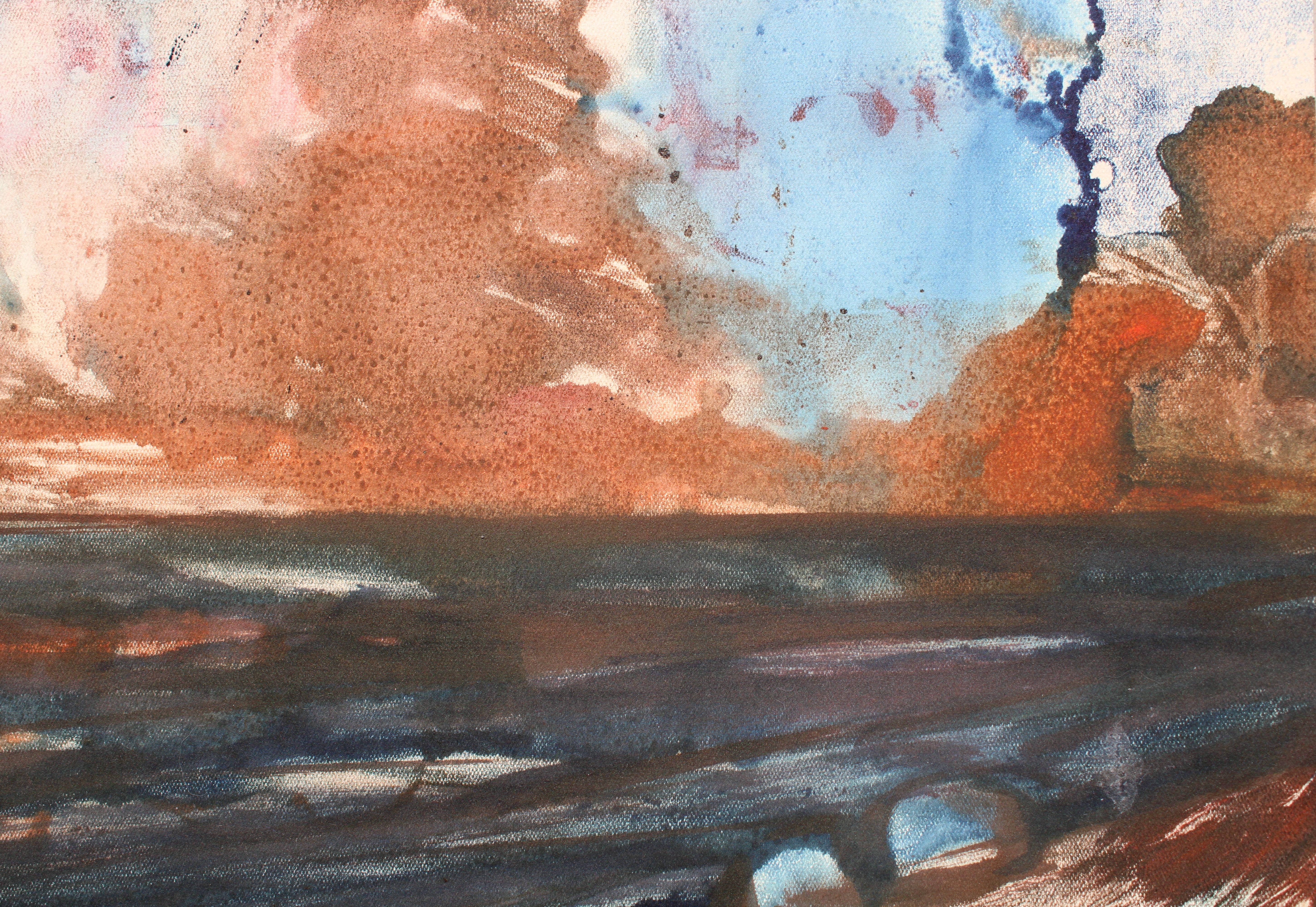 On a light day by the sea. 1966, paper, watercolor, 32x42.5 cm For Sale 3