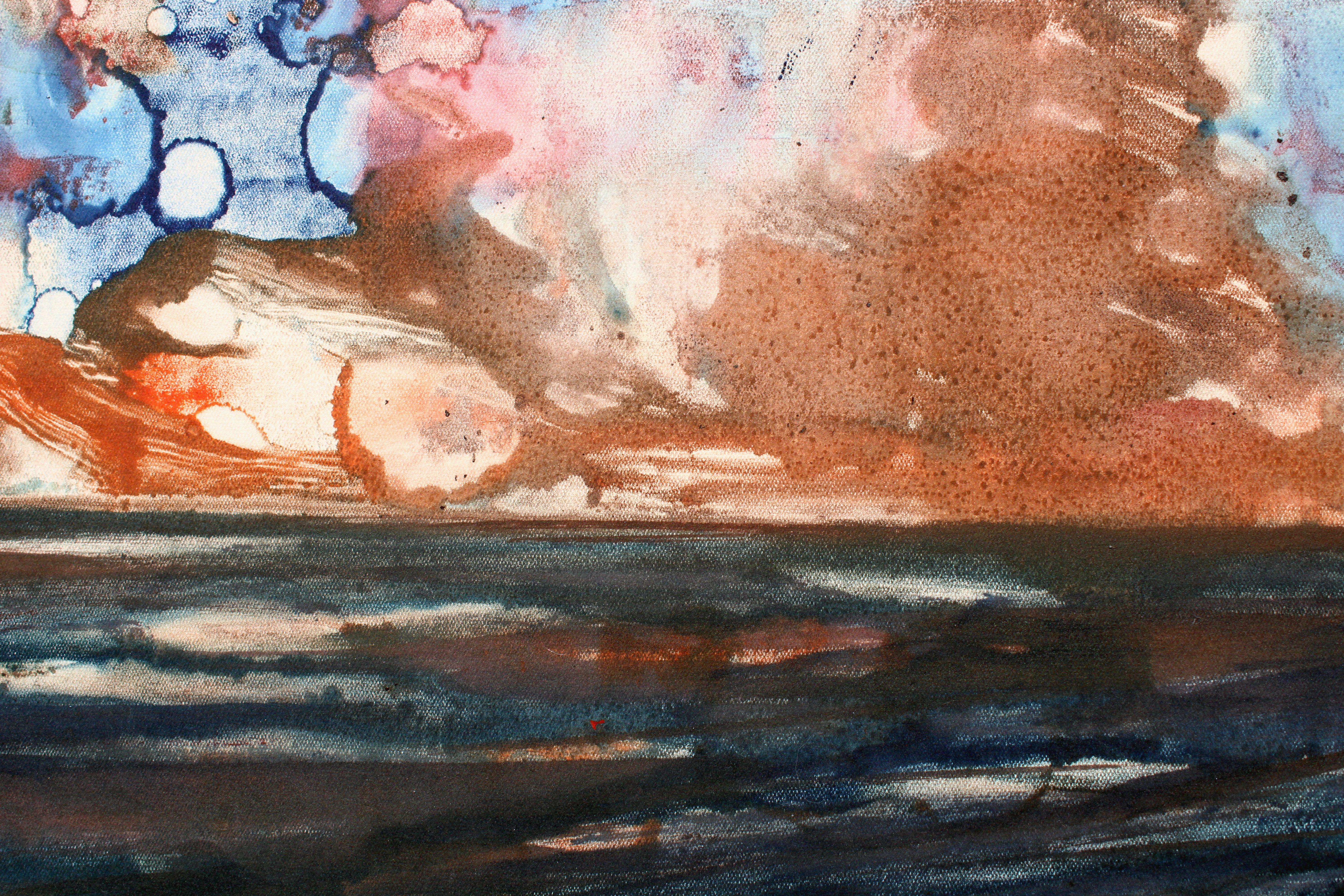 On a light day by the sea. 1966, paper, watercolor, 32x42.5 cm For Sale 2