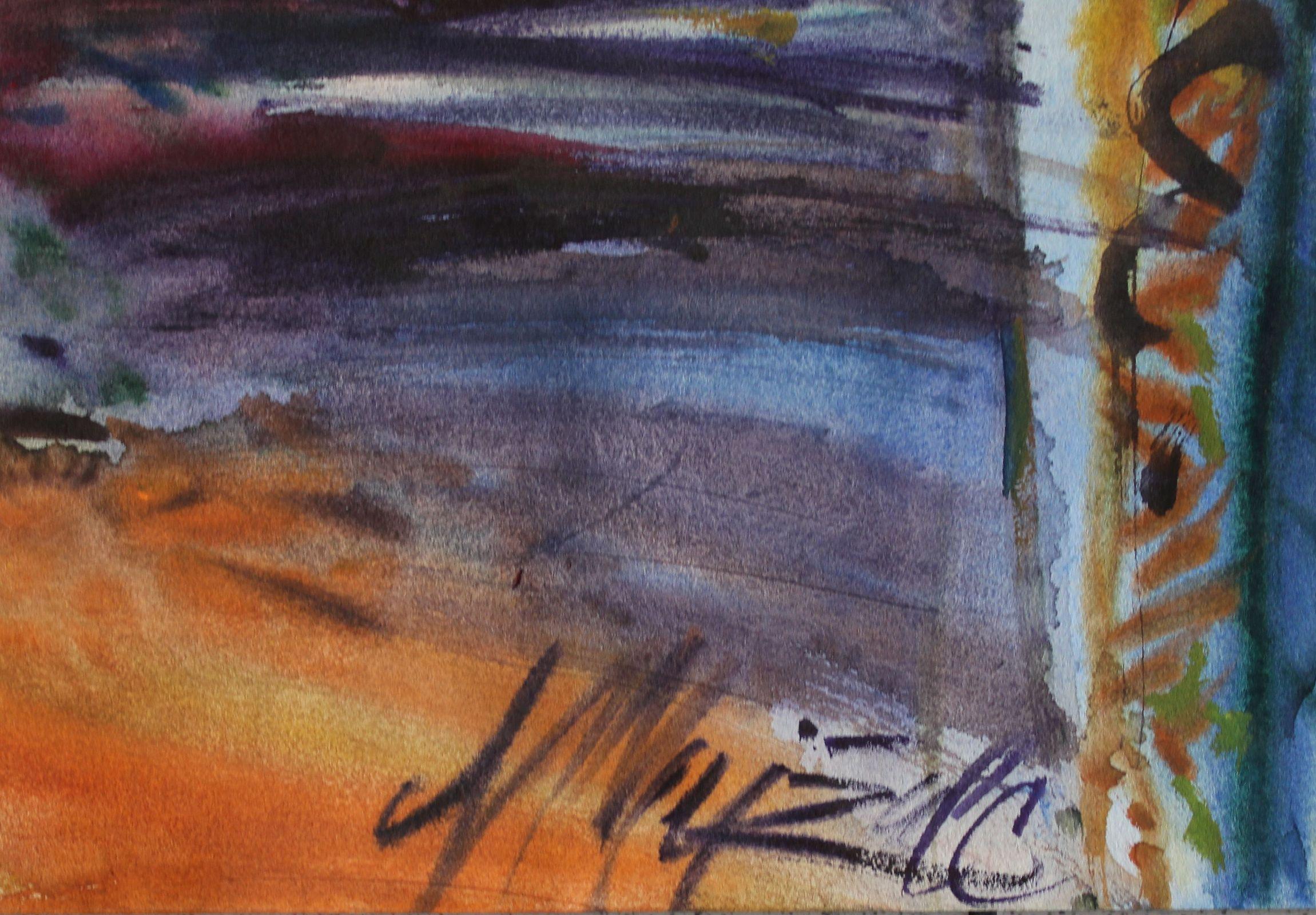 Alte Stadt. 1965. Papier, Aquarell, 64x50 cm – Art von Malda Muizule