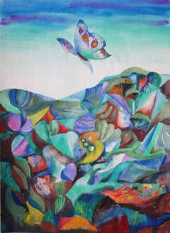 Retro Butterfly. 1968. Paper, watercolor, 76x55.5 cm