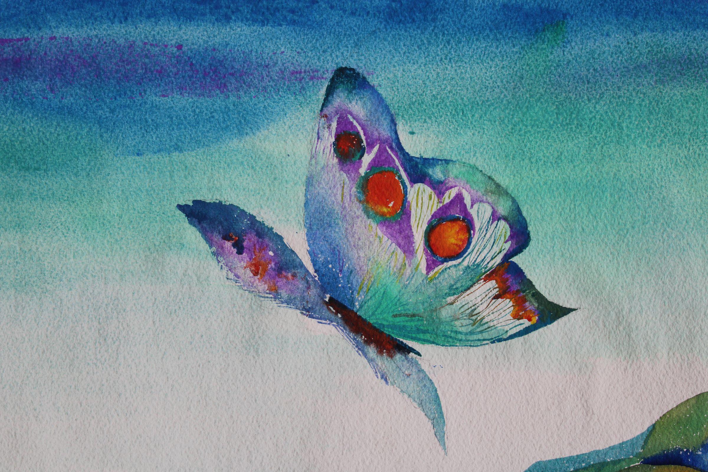 Butterfly. 1968. Paper, watercolor, 76x55.5 cm - Art by Malda Muizule