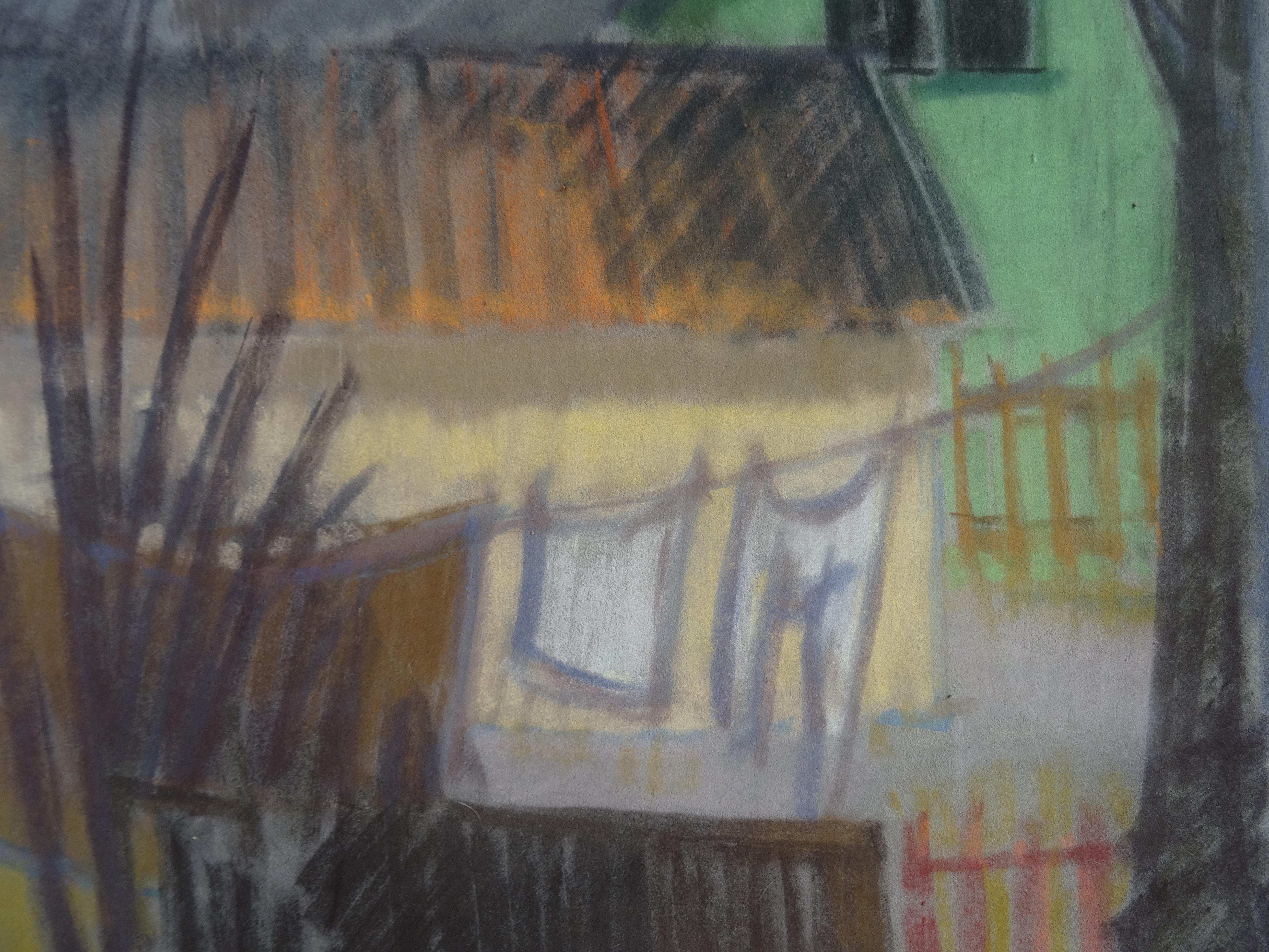 Im Yard  1950. Pastell auf Papier, 65x49,5 cm (Impressionismus), Art, von Laris Strunke