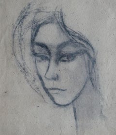 Portrait  1957, papier, fusain, 36x31 cm
