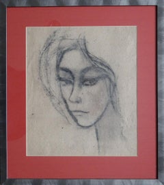 Portrait  1957, paper, charcoal, 36x31 cm