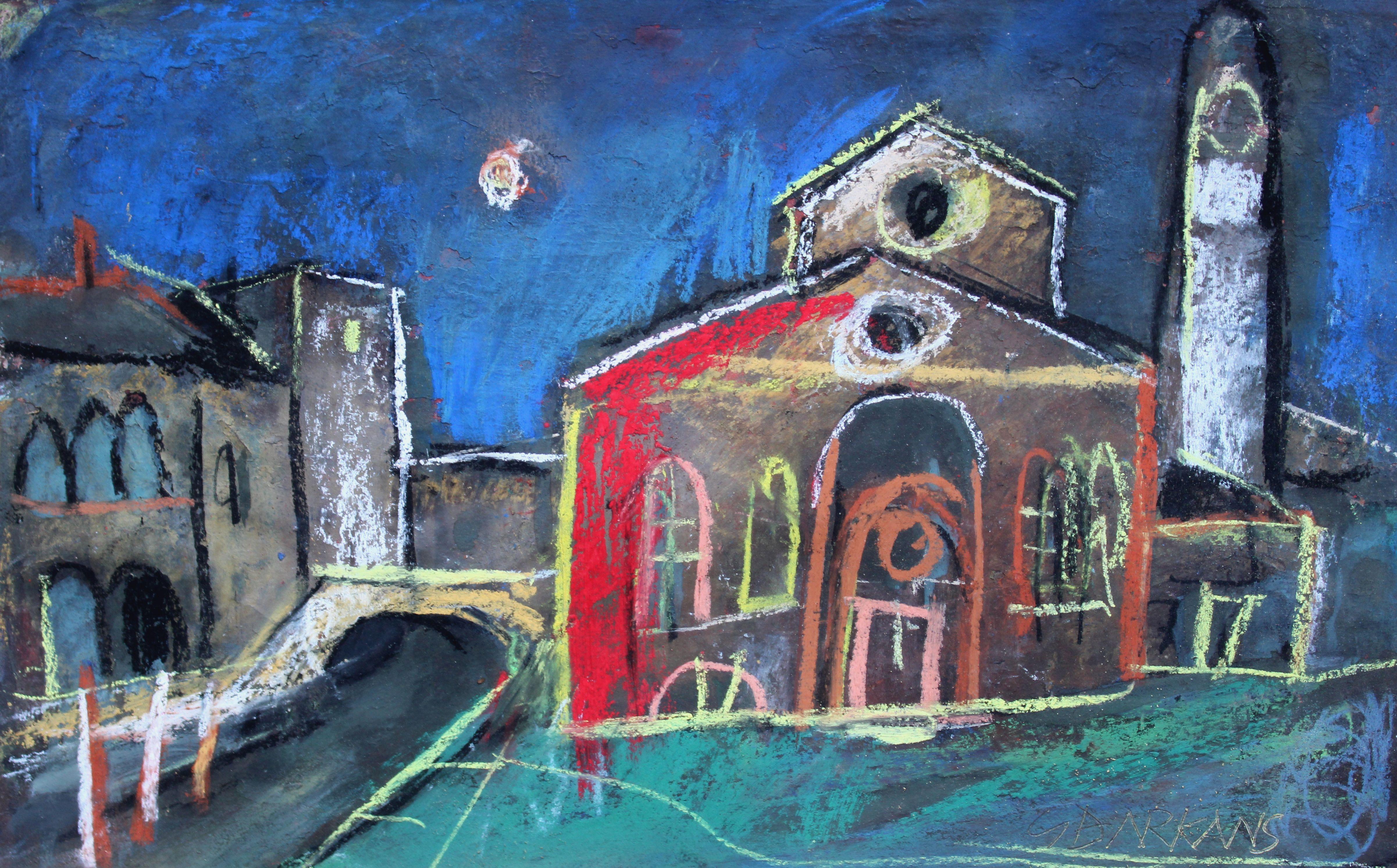 Venise de la nuit  2007. Papier, pastel, 19 x 27 cm