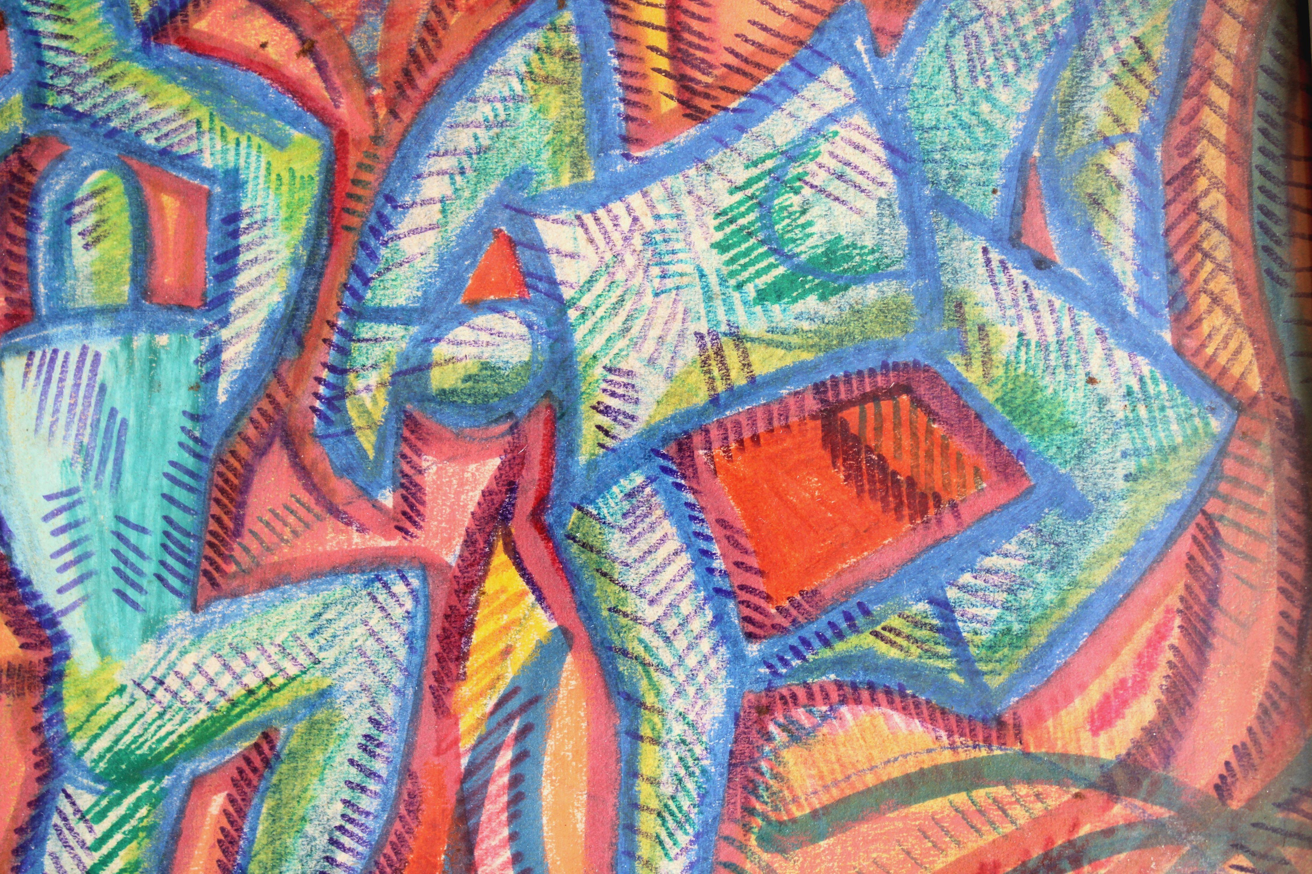 Danza  Papel, técnica mixta, 21x26,5 cm - Figurative Art Marrón de Lidija Auza