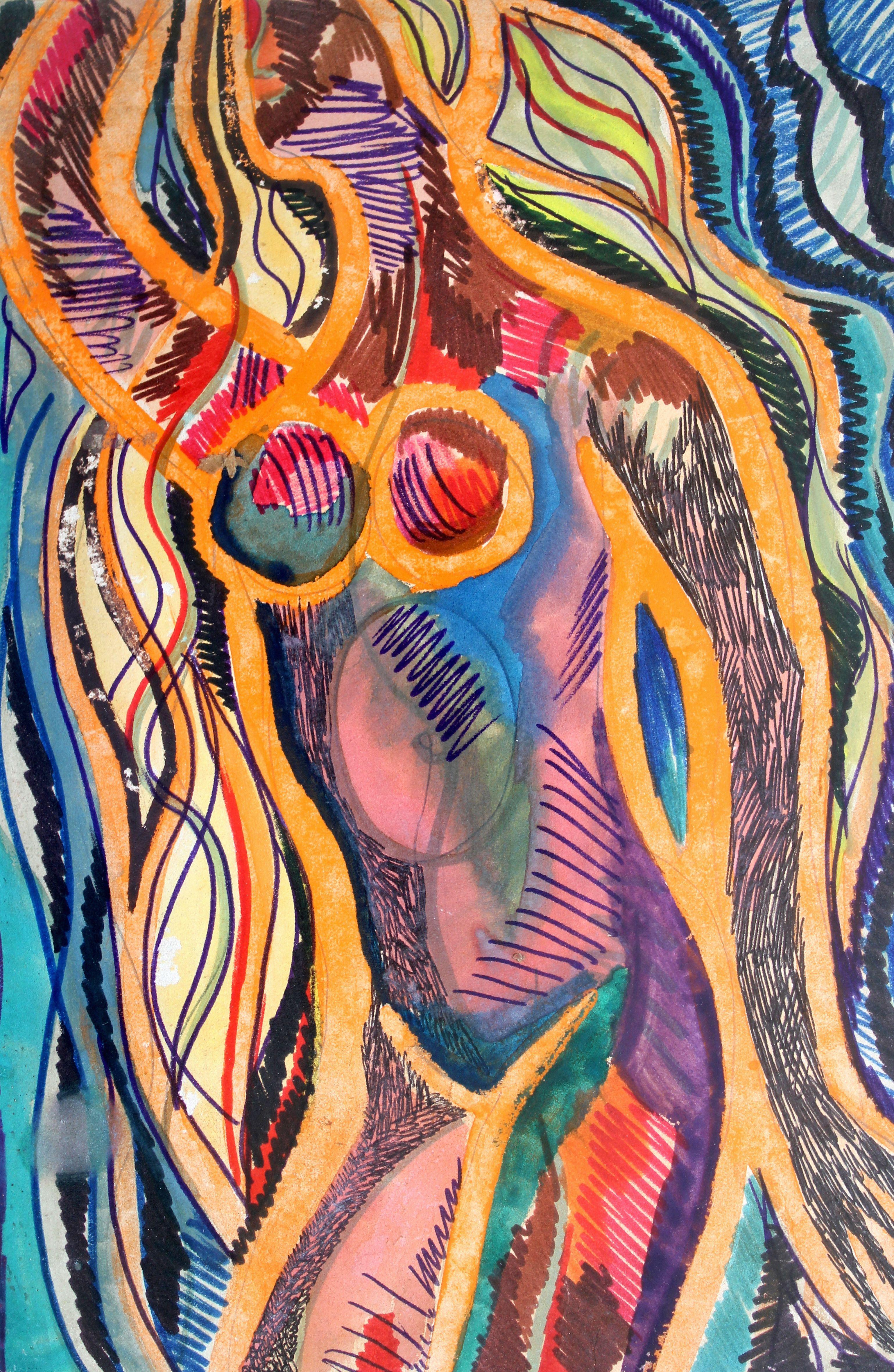 Figurative Art de Lidija Auza - Actúa  Papel, técnica mixta, 29x19 cm