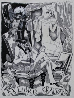 Ex Libris 1982, paper, ink, gouache, 17.5х13 cm