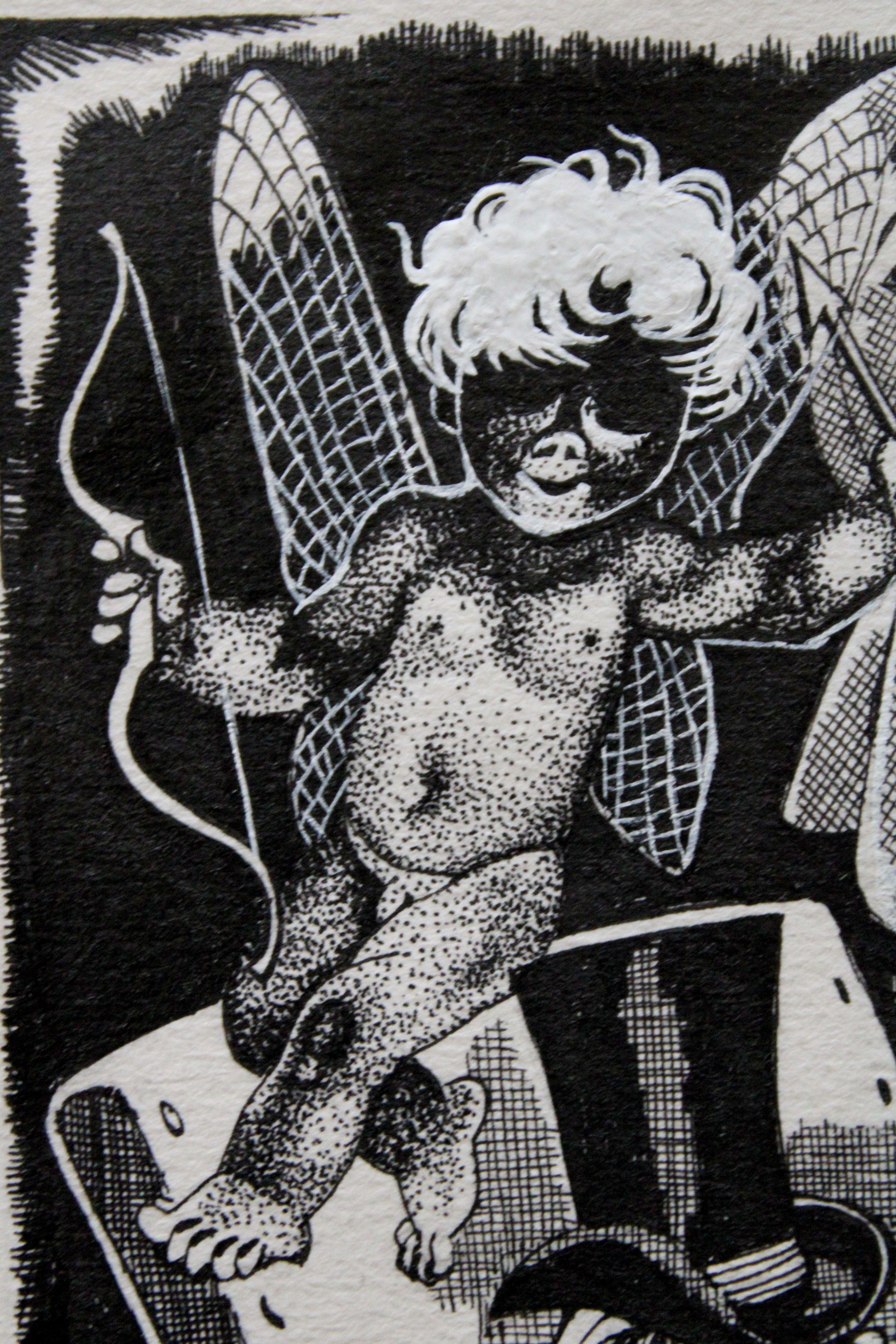 Ex Libris 1982, Papier, Tusche, Gouache, 17,5х13 cm im Angebot 2