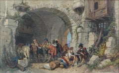 Antique In the yard. 1869, watercolor on paper, 30, 5 x 47, 5 cm