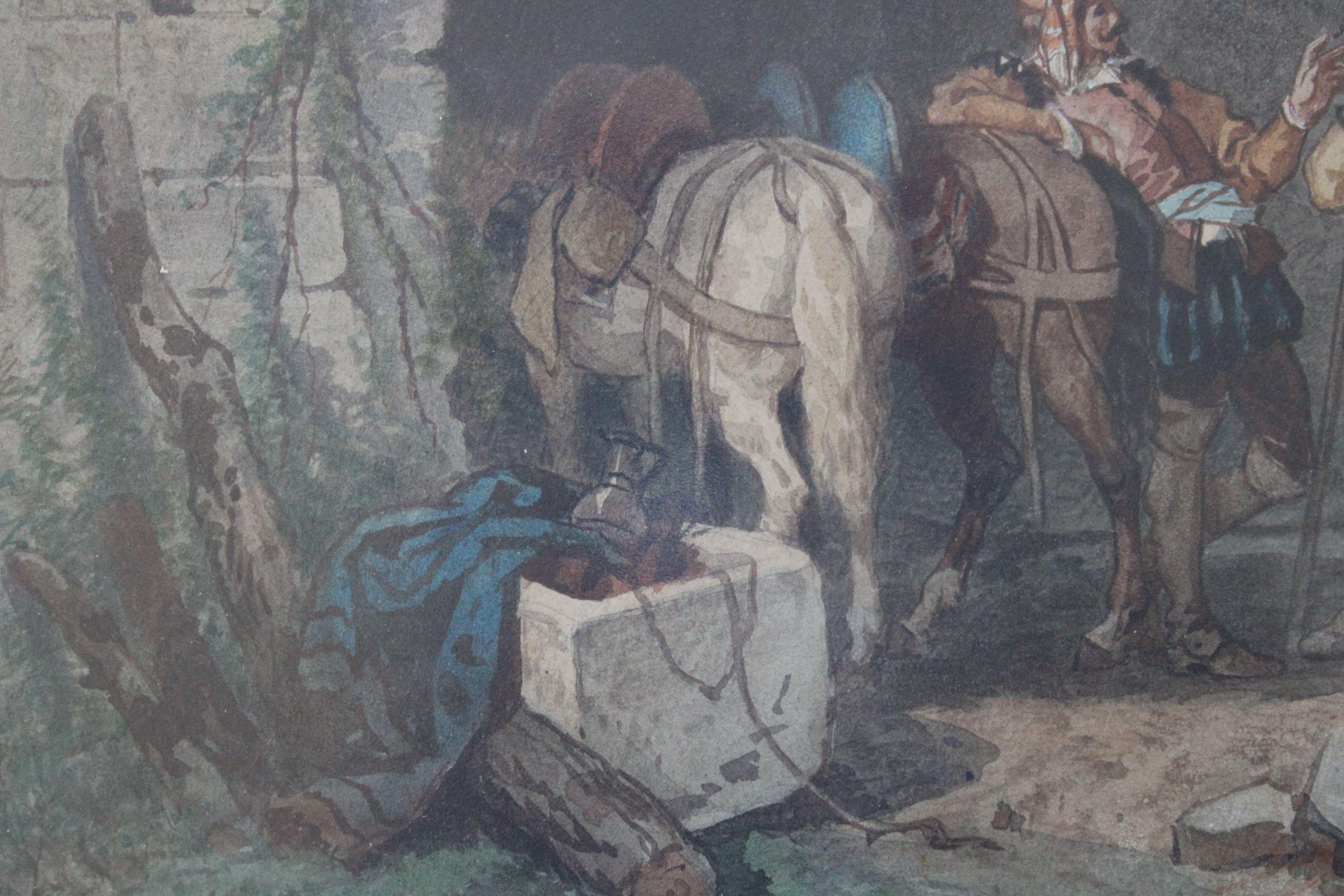 In the yard. 1869, Aquarell auf Papier, 30, 5 x 47, 5 cm im Angebot 2