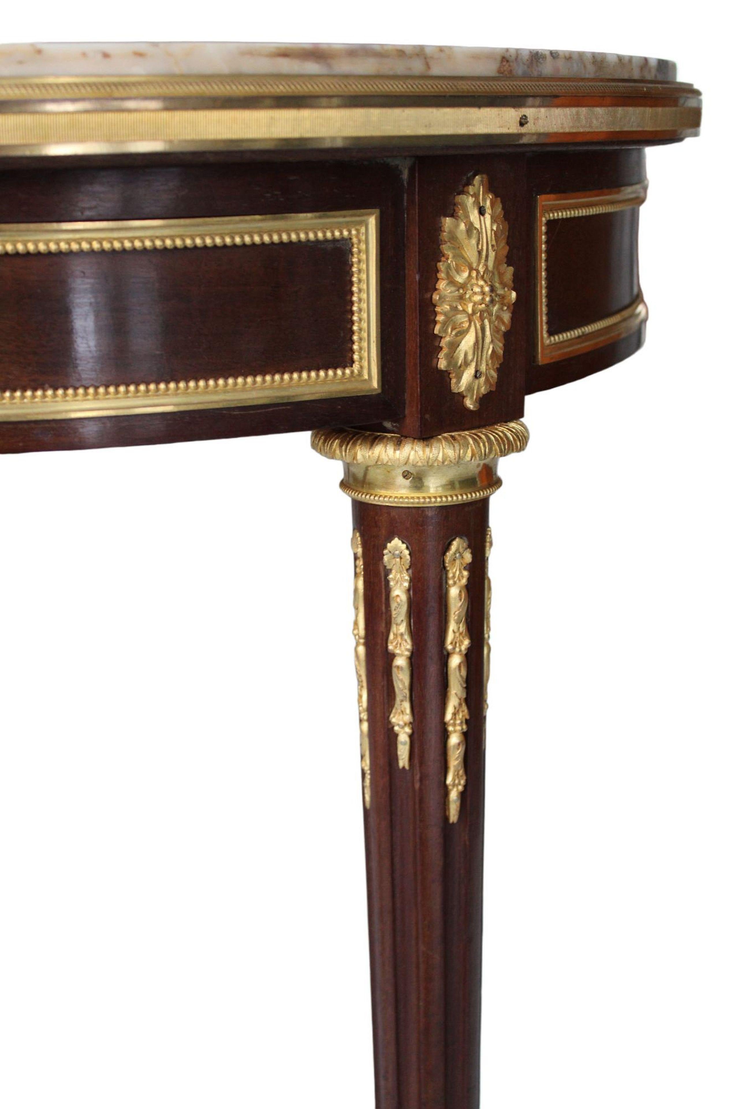 Francis Linke - Table, oak, mahogany, marble, gilded bronze, h 75.5 cm; d 59 cm For Sale 3