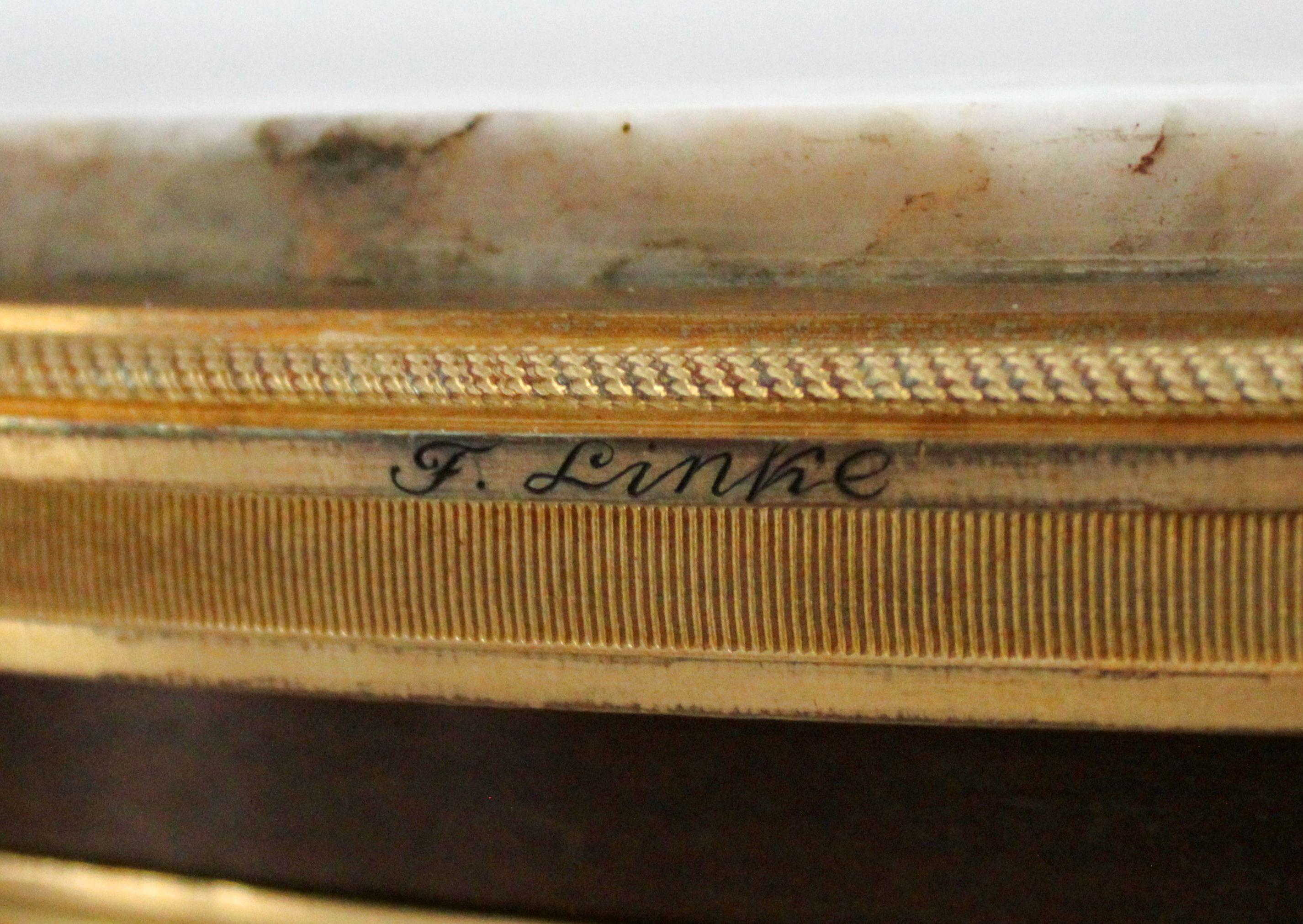 Francis Linke - Table, Oak, acajou, marbre, bronze doré, h 75,5 cm ; d 59 cm en vente 8