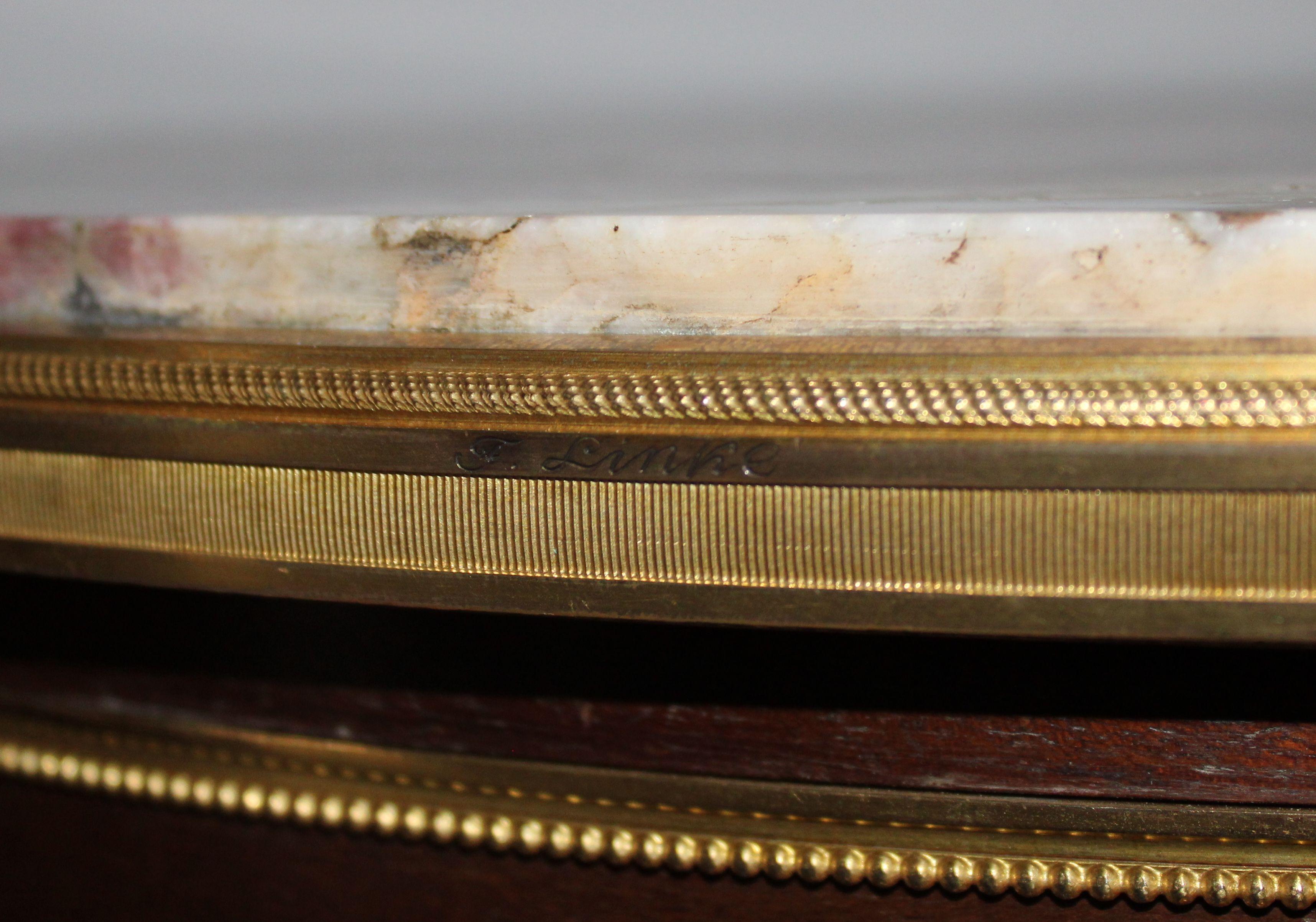 Francis Linke - Tisch, Eiche, Mahagoni, Marmor, vergoldete Bronze, H 75,5 cm; T 59 cm im Angebot 9