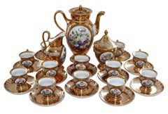 Vintage Tea Set for 12 persons 1949, porcelain, gilding, initials G.D.