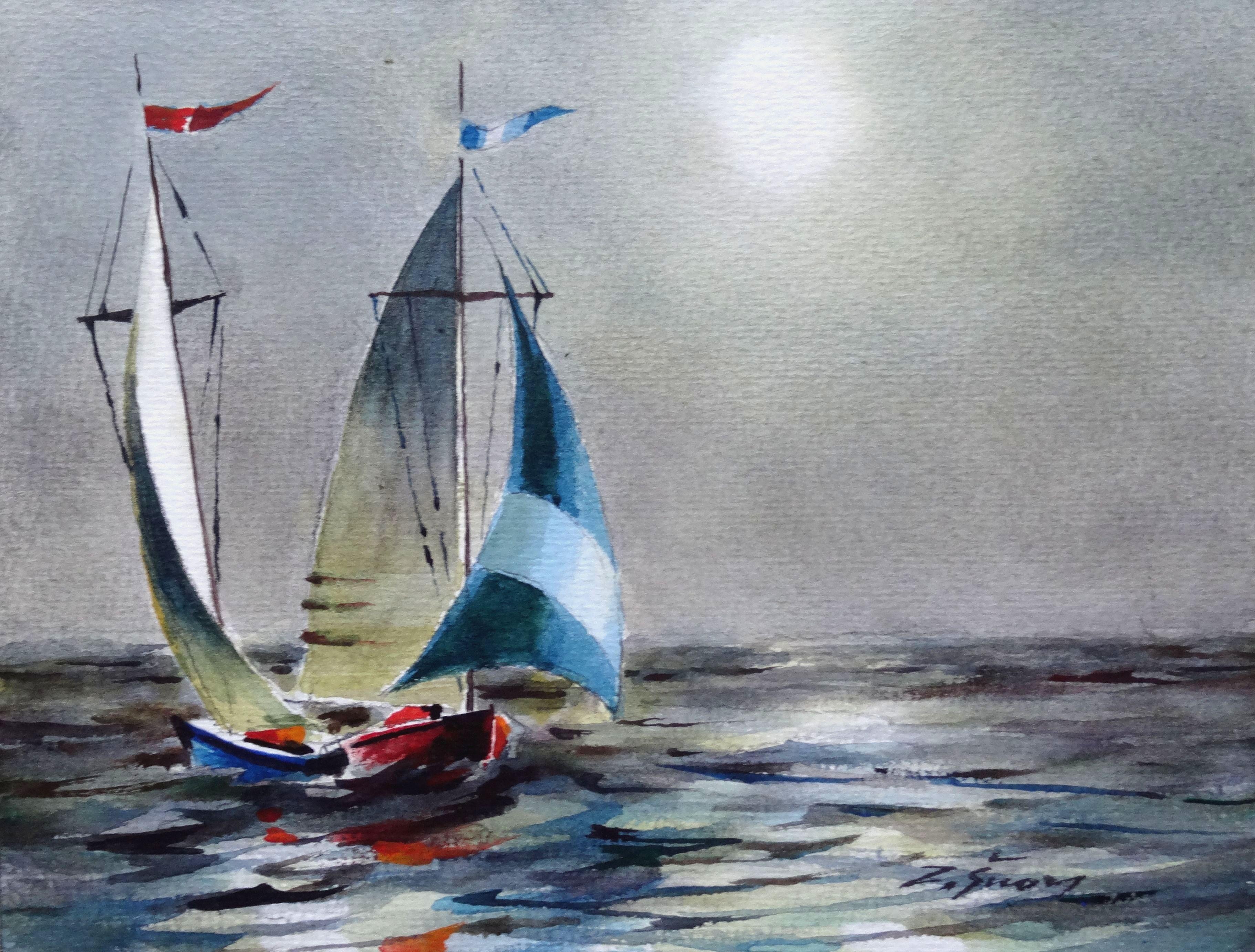 Zigmunds Snore  Interior Art - Sailboats I. Watercolor on paper, 18x24 cm