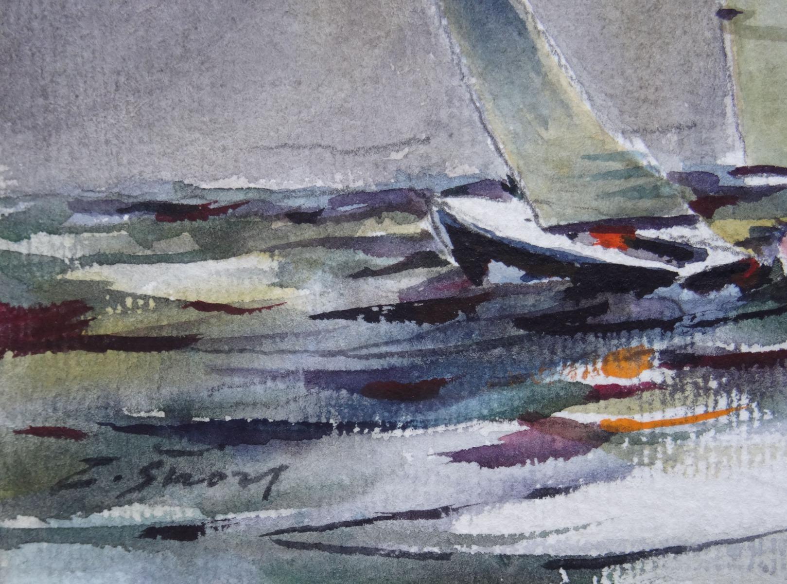 Sailboats. Watercolor on paper, 24x18 cm - Art by Zigmunds Snore 