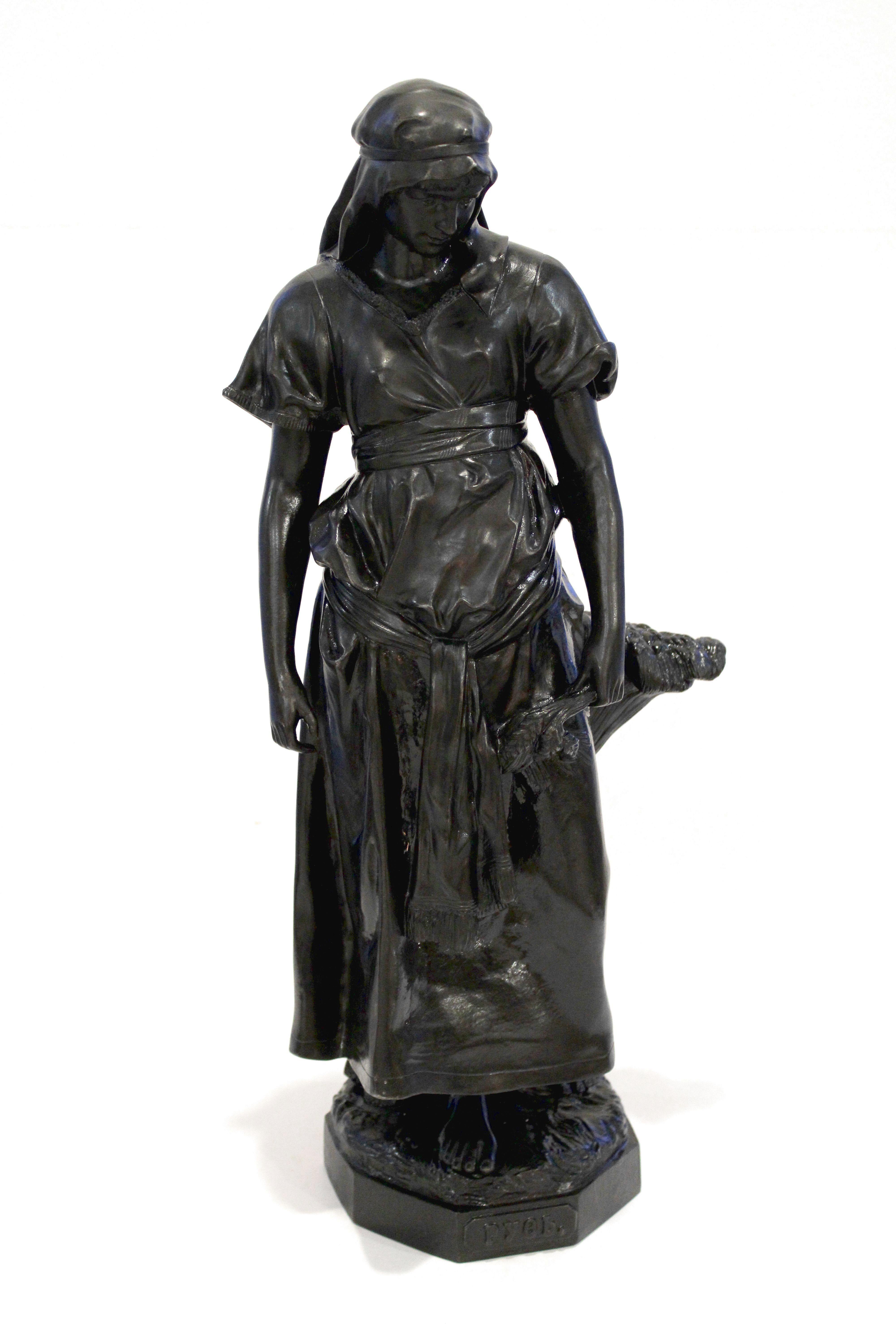 Ruth. 1902. Сast iron, h 61 cm; w 27 cm molder Kuznetsov, factory KASLI - Realist Art by Friedrich GOLDSCHEIDER