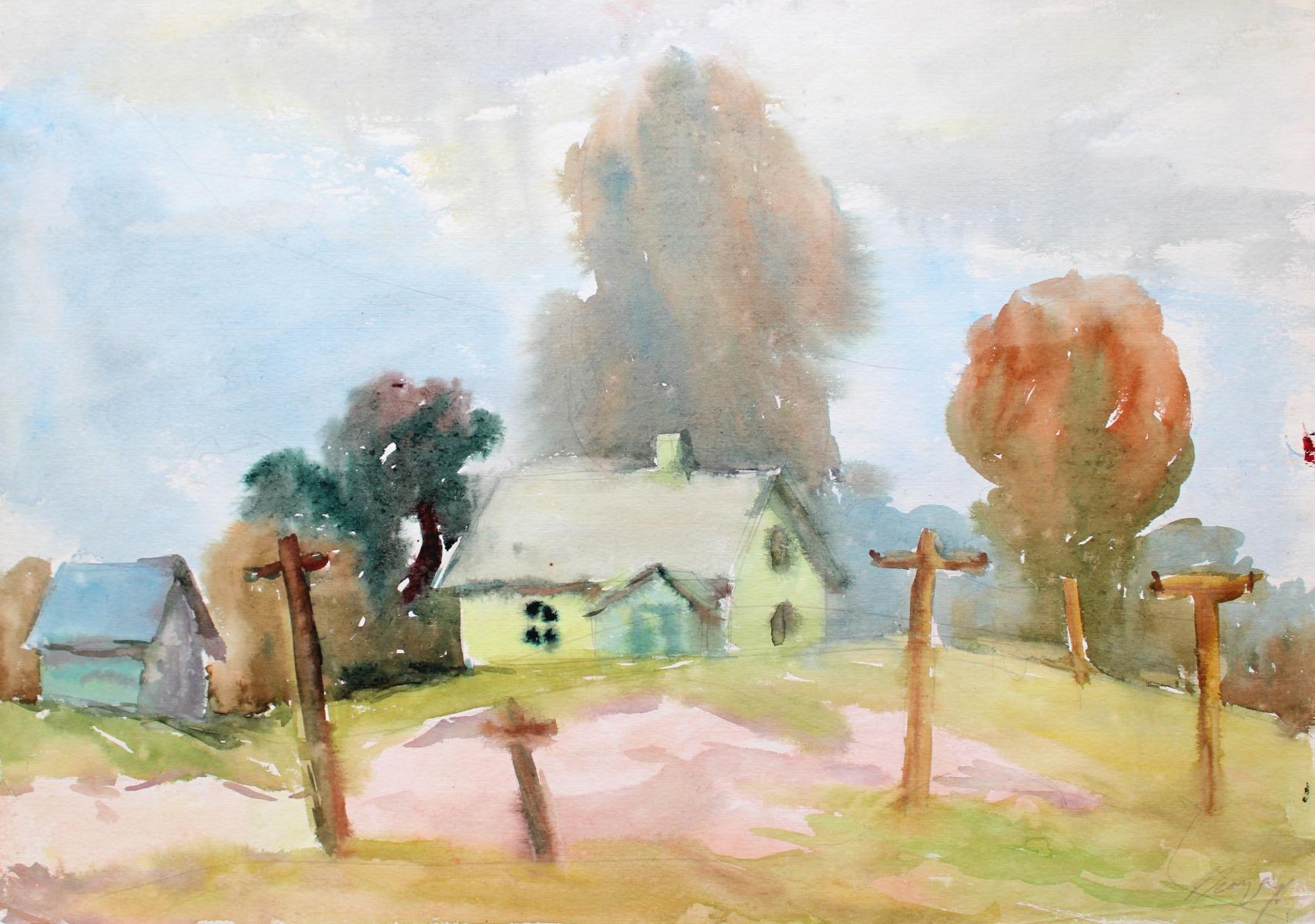 Paysage rural. Papier, aquarelle, 30 x 41, 5 cm