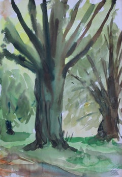 En el parque. Papel, acuarela, 42x29,5 cm