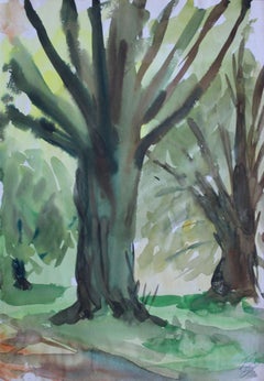 Dans le parc. Papier, aquarelle, 42x29,5 cm