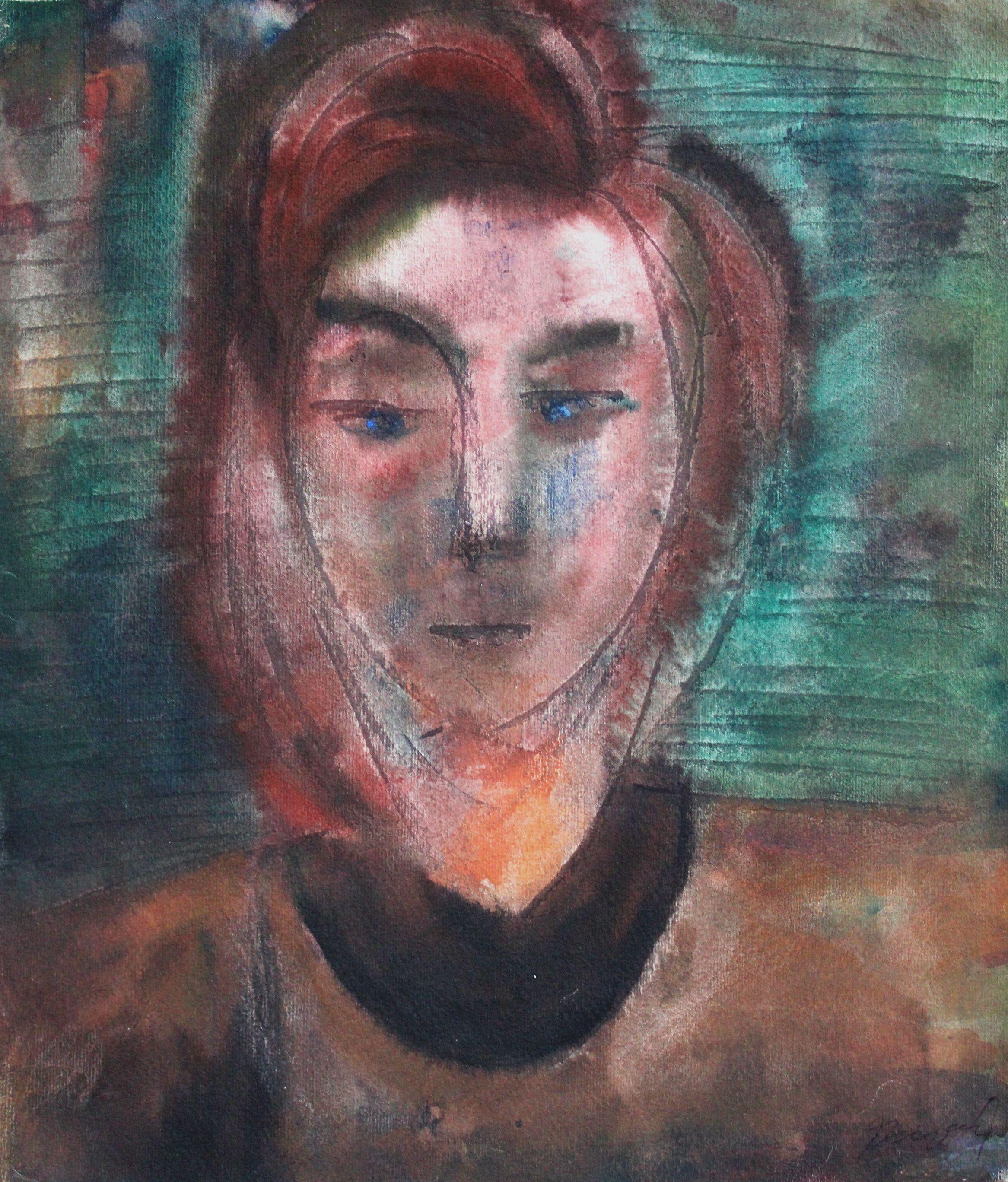 Dzidra Ezergaile Figurative Art – Porträt. 1966. Aquarell auf Papier, 35.5x30 cm