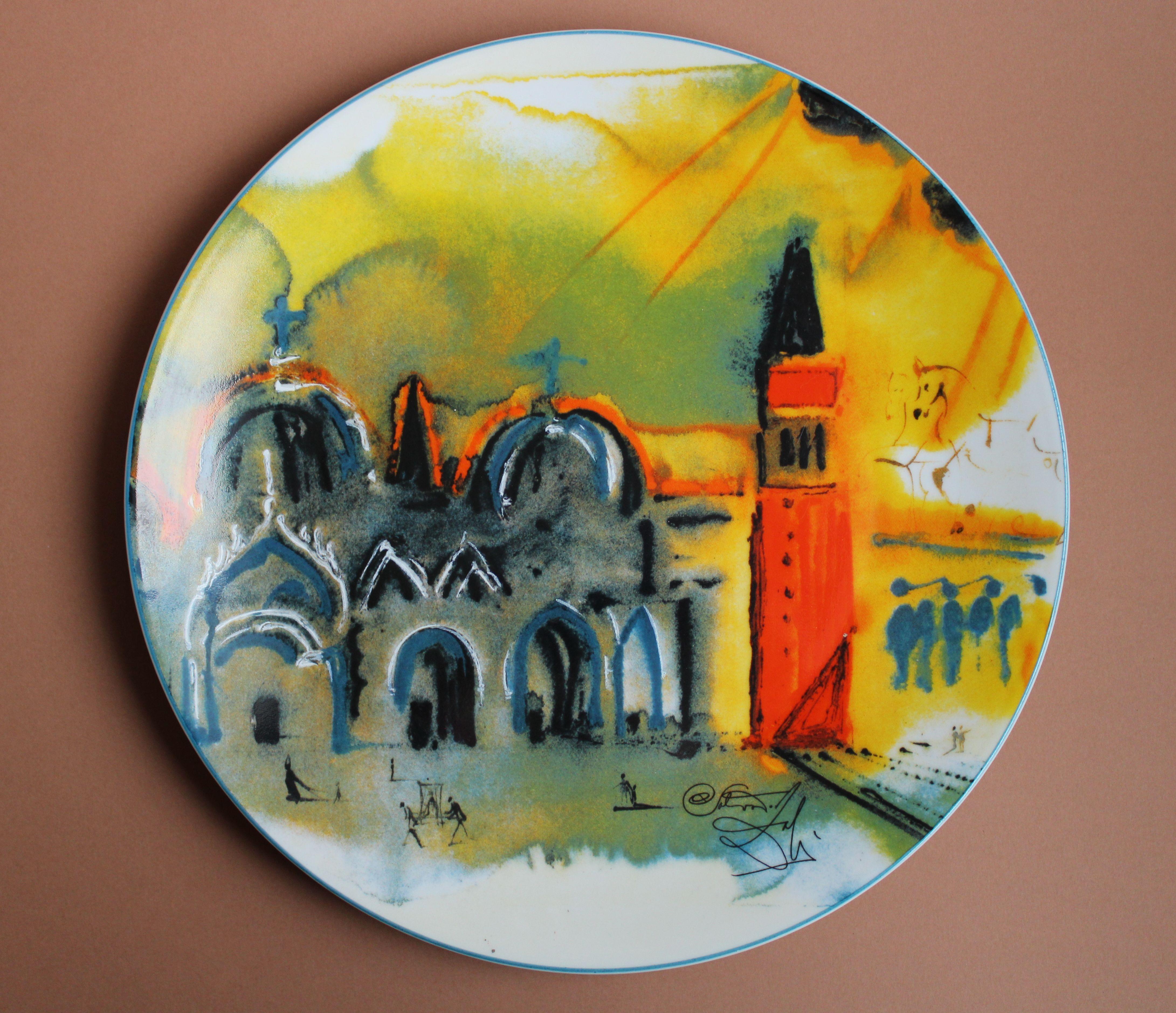 Salvador Dali - porcelain plate Saint Mark's Square in Venice. 2255/4000, d 27cm - Art by Salvador Dalí